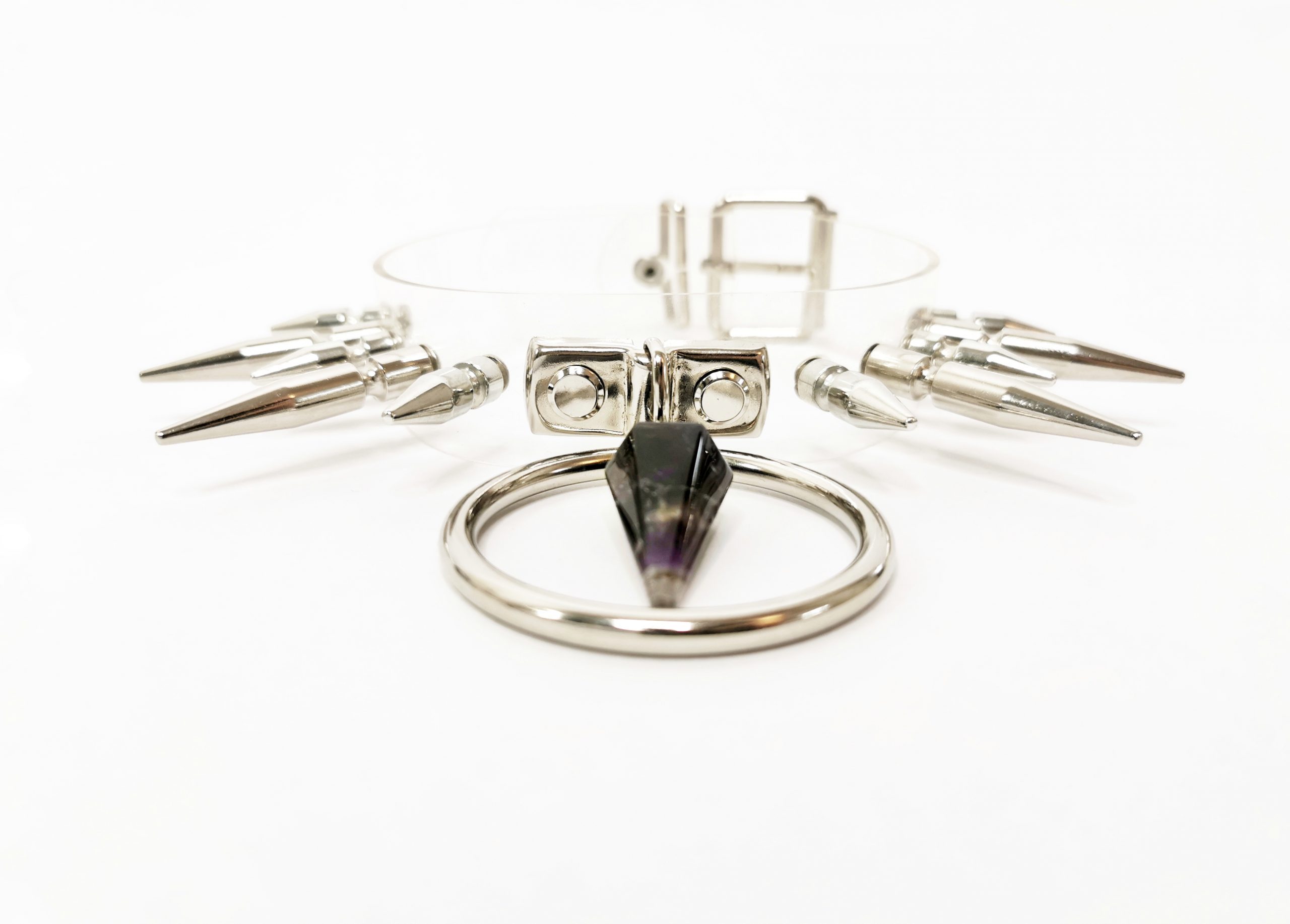 Sacred Sins Choker mit Amethyst und Nieten – Bild 2
