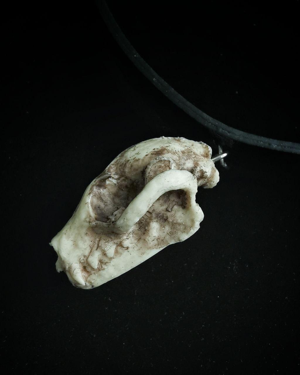 Mystery Creation Choker Fledermausschädel natur – Bild 2