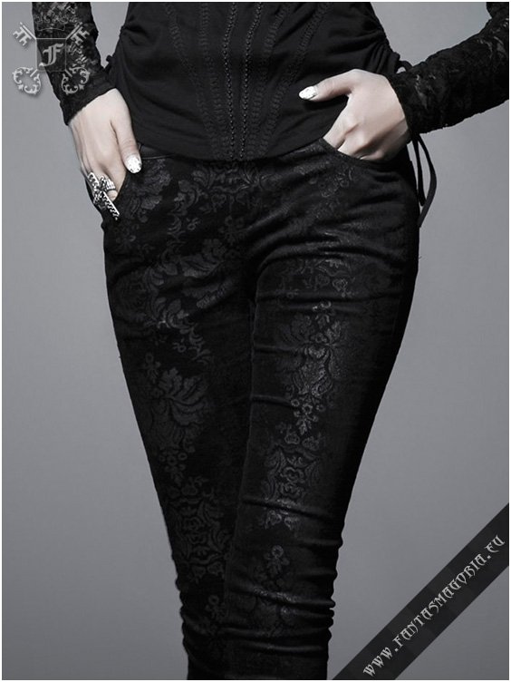 Punk Rave Black Damask Trousers Nyctophilia Gothic Shop Hamburg