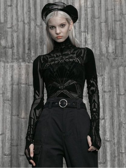 Punk Rave Cyber Goth Mesh Top