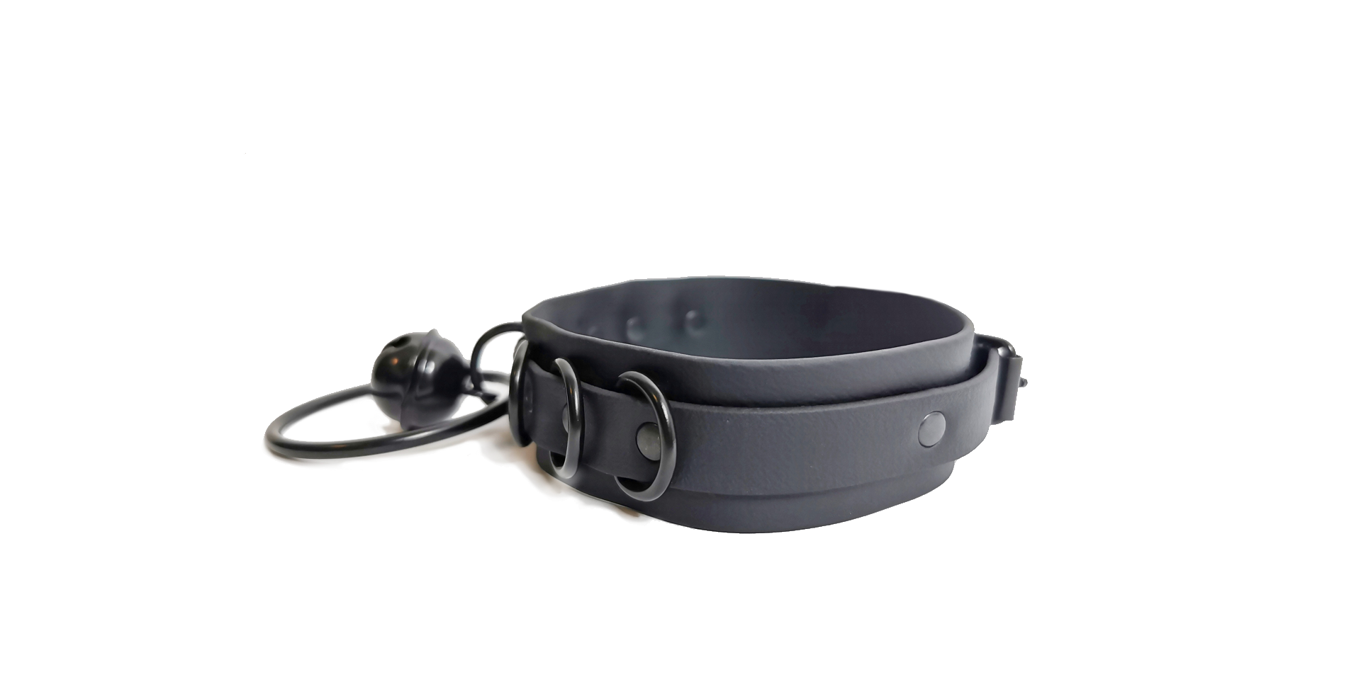 Sacred Sins All Black Everything Choker mit D-Ringen und Glocke – Bild 2