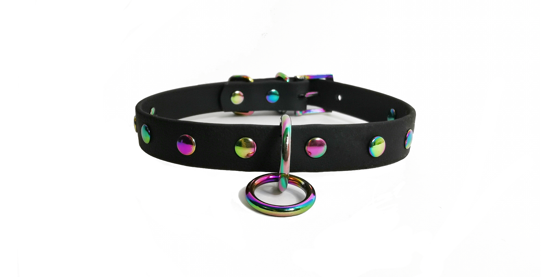 Sacred Sins Rainbow Choker mit flachen Nieten