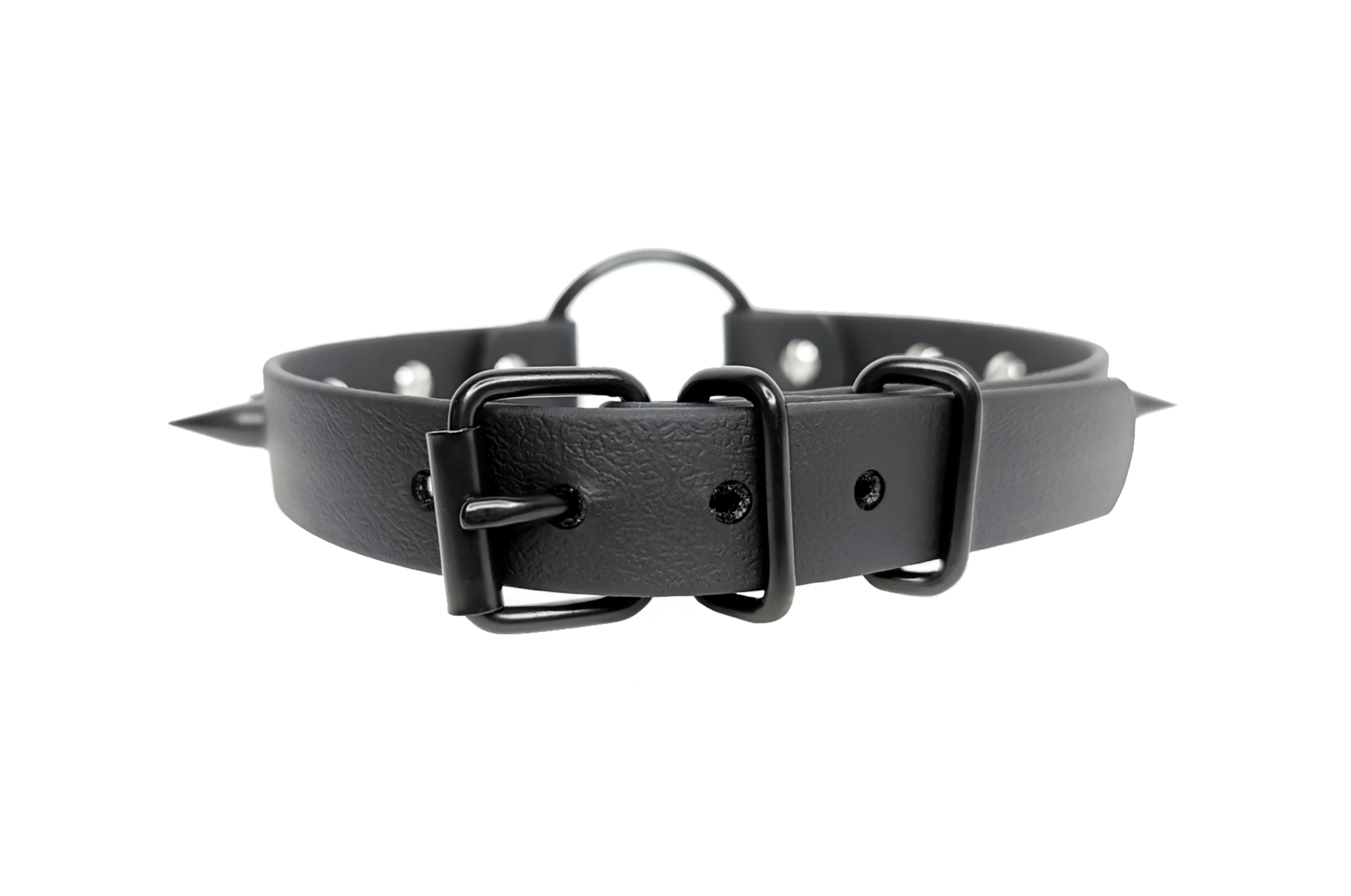 Sacred Sins All Black Everything Choker mit mittigem O-Ring und Nieten - Image 3
