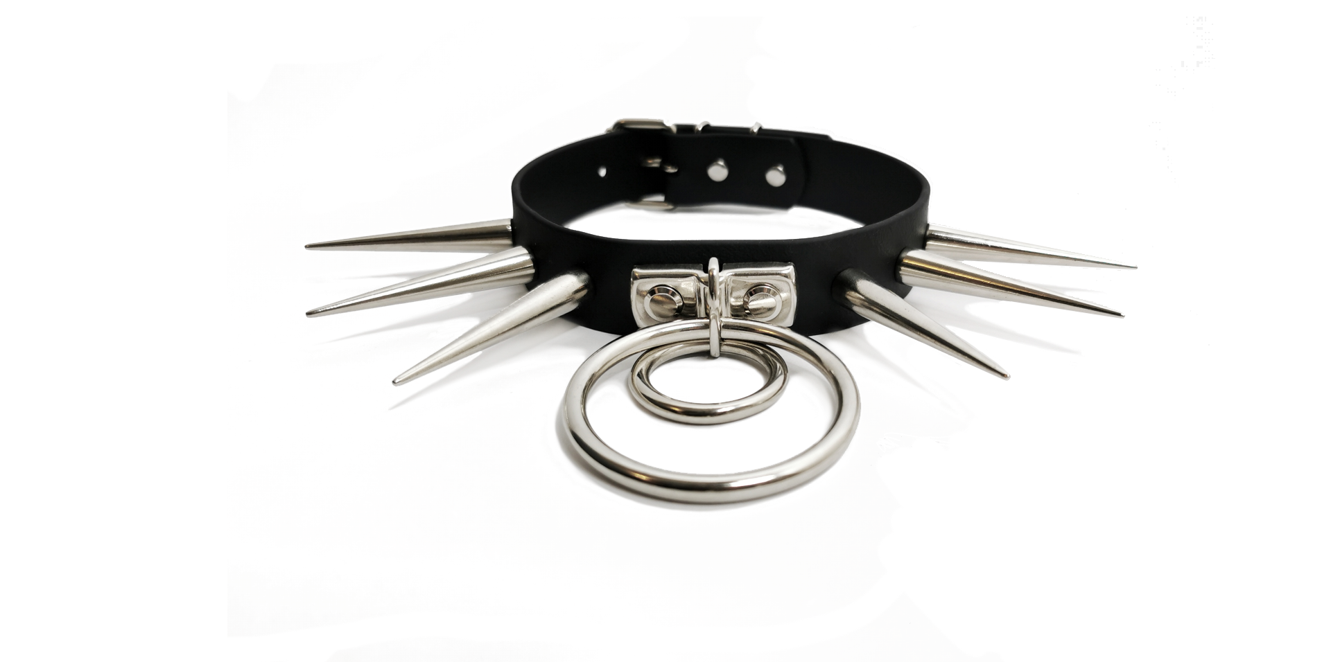 Sacred Sins Choker mit langen Nieten und O-Ringen