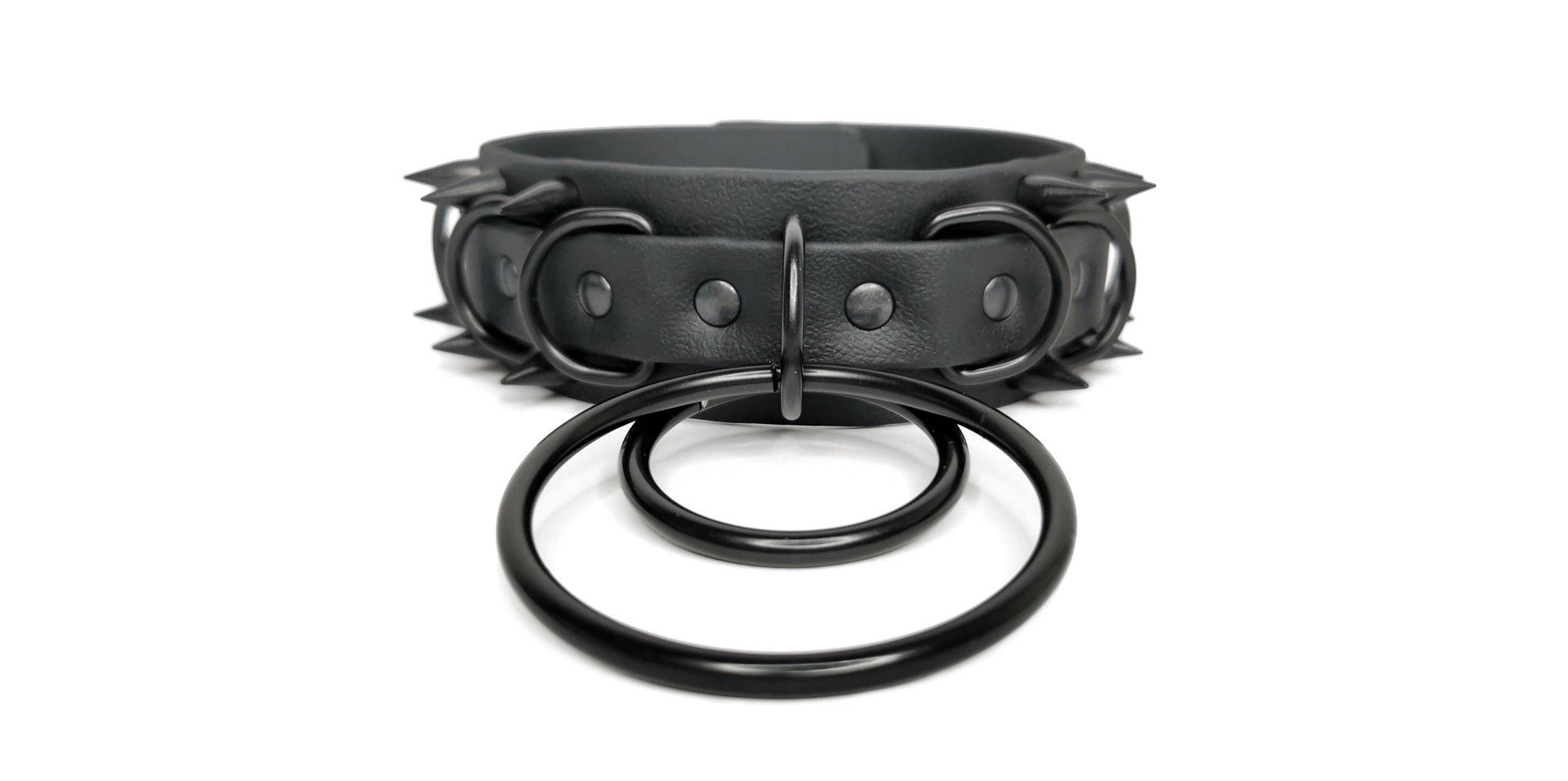 Sacred Sins All Black Everything Choker mit O-Ringen und Spikes