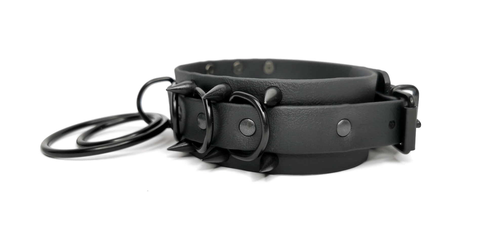 Sacred Sins All Black Everything Choker mit O-Ringen und Spikes - Image 2