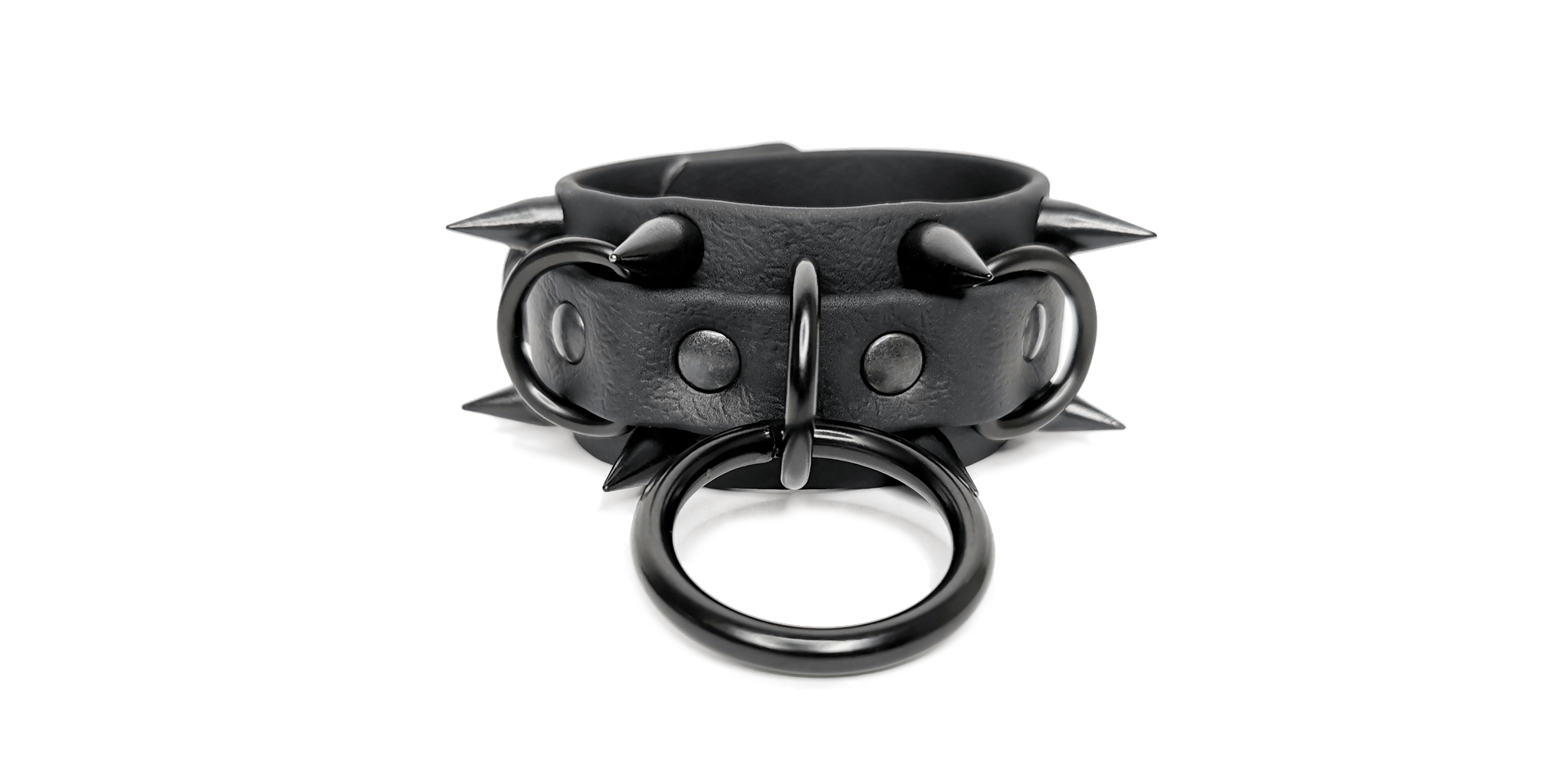 Sacred Sins All Black Everything Armband Spikes und D-Ringe (Paar)