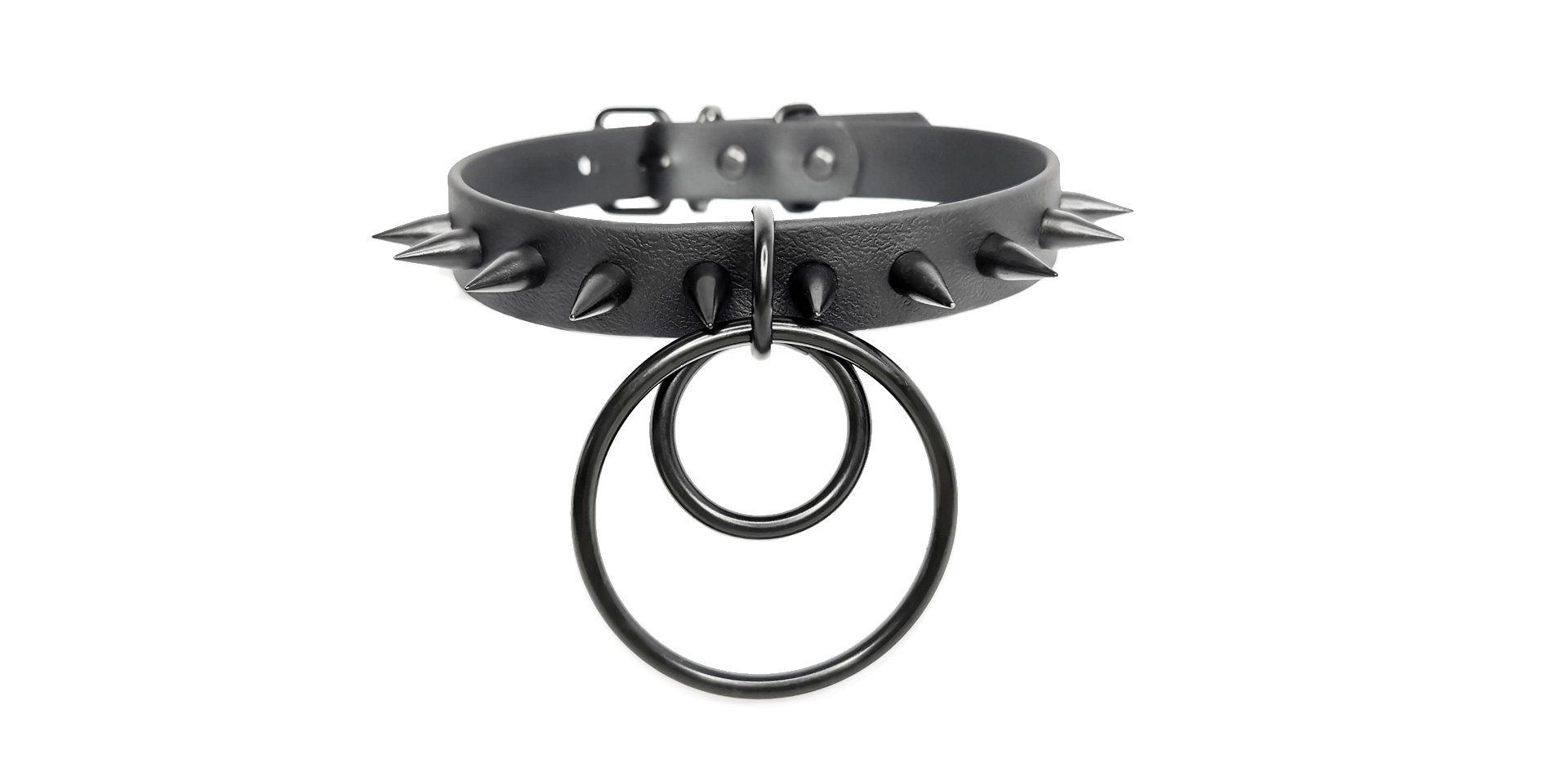 Sacred Sins All Black Everything Choker mit O-Ringen und Nieten