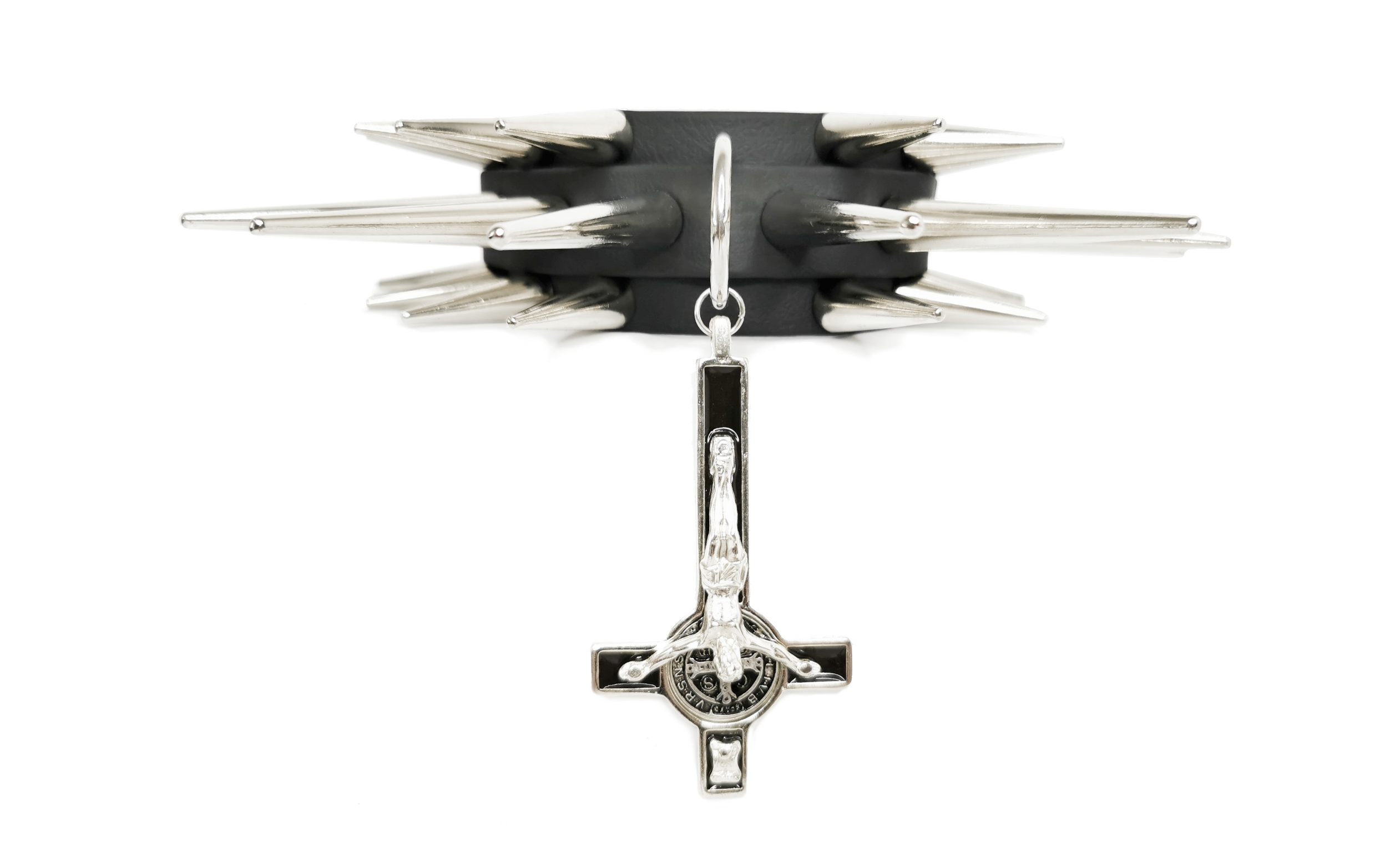 Sacred Sins Choker mit Nieten und Kruzifix