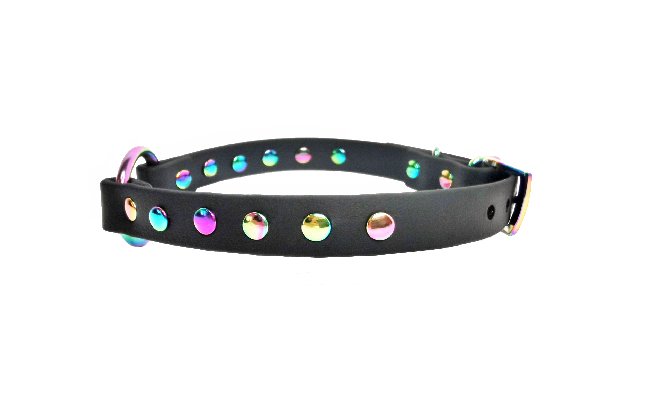 Sacred Sins Rainbow Choker mit flachen Nieten und O-Ring – Bild 2