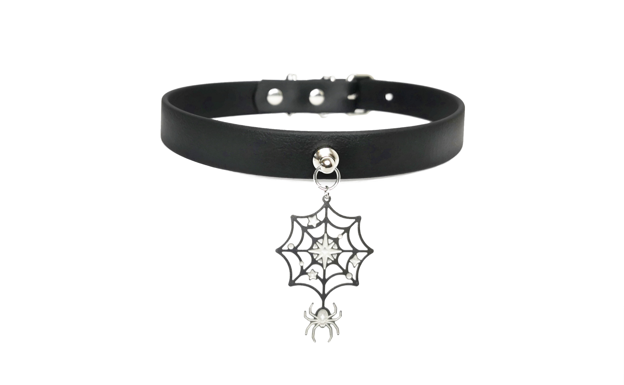 Sacred Sins Choker mit Spinnennetz und Spinne als Anhänger