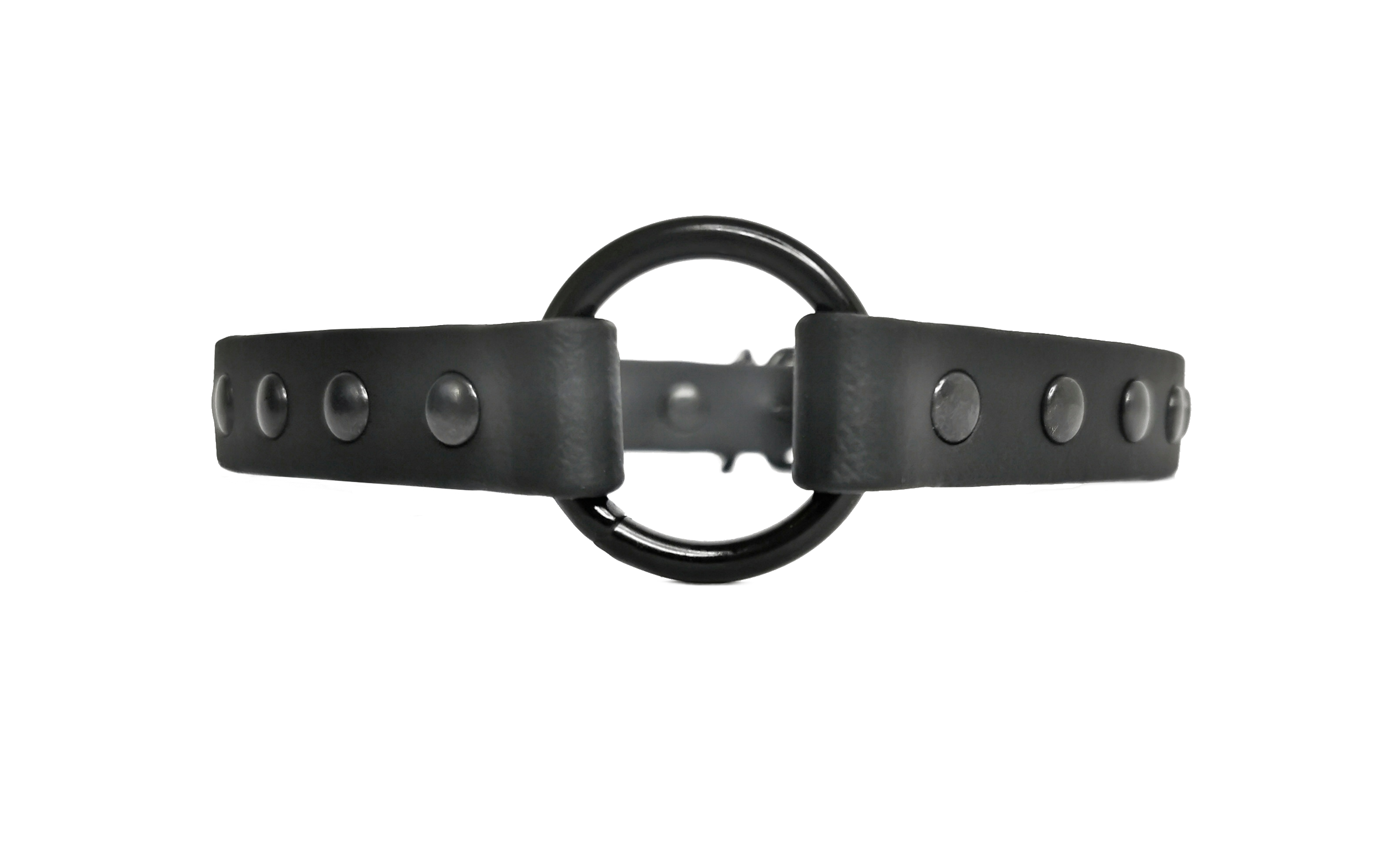 Sacred Sins All Black Everything Choker mit mittigem O-Ring und flachen Nieten