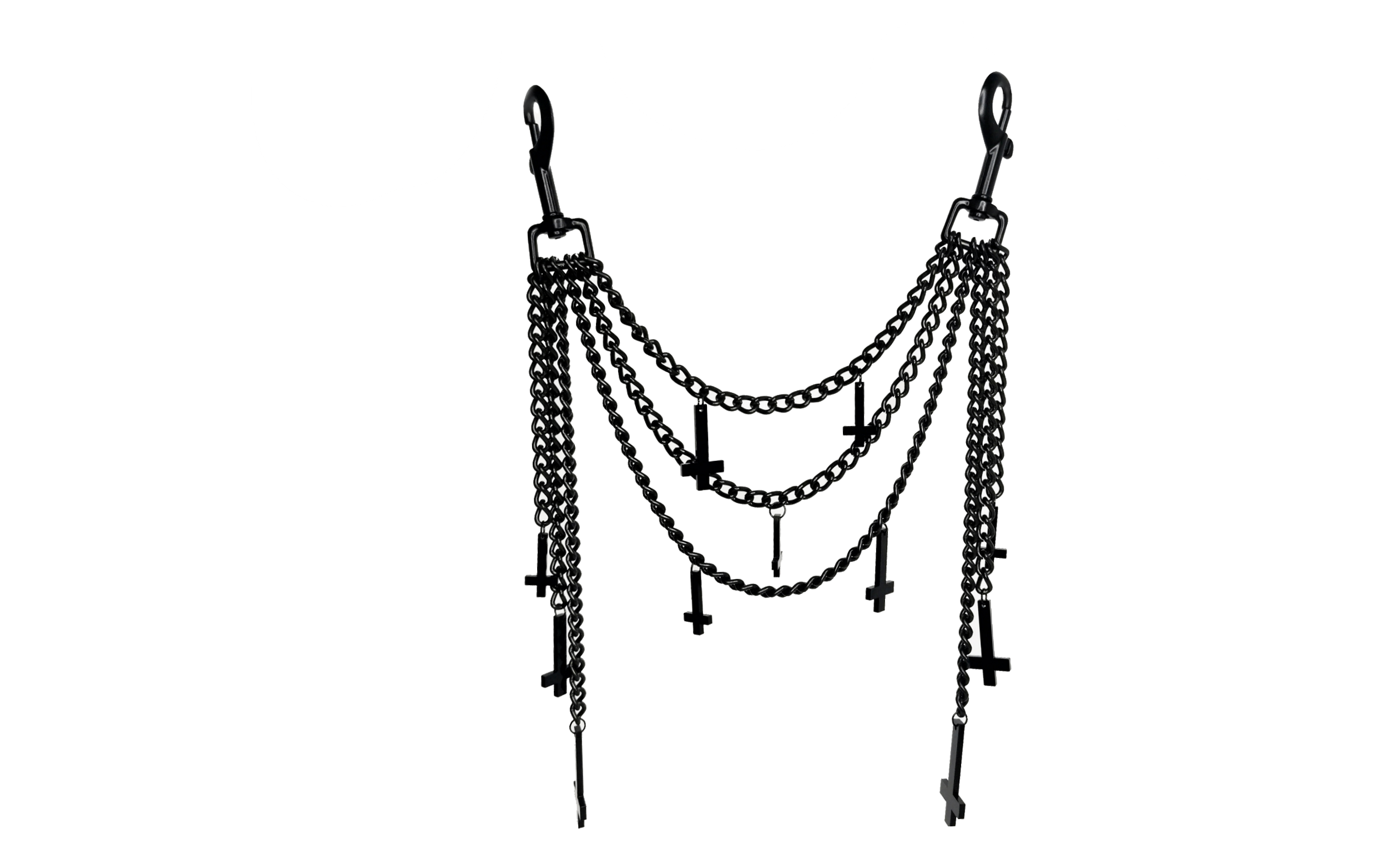 Sacred Sins All Black Everything Gürtelkette mit Kruzifix-Anhängern