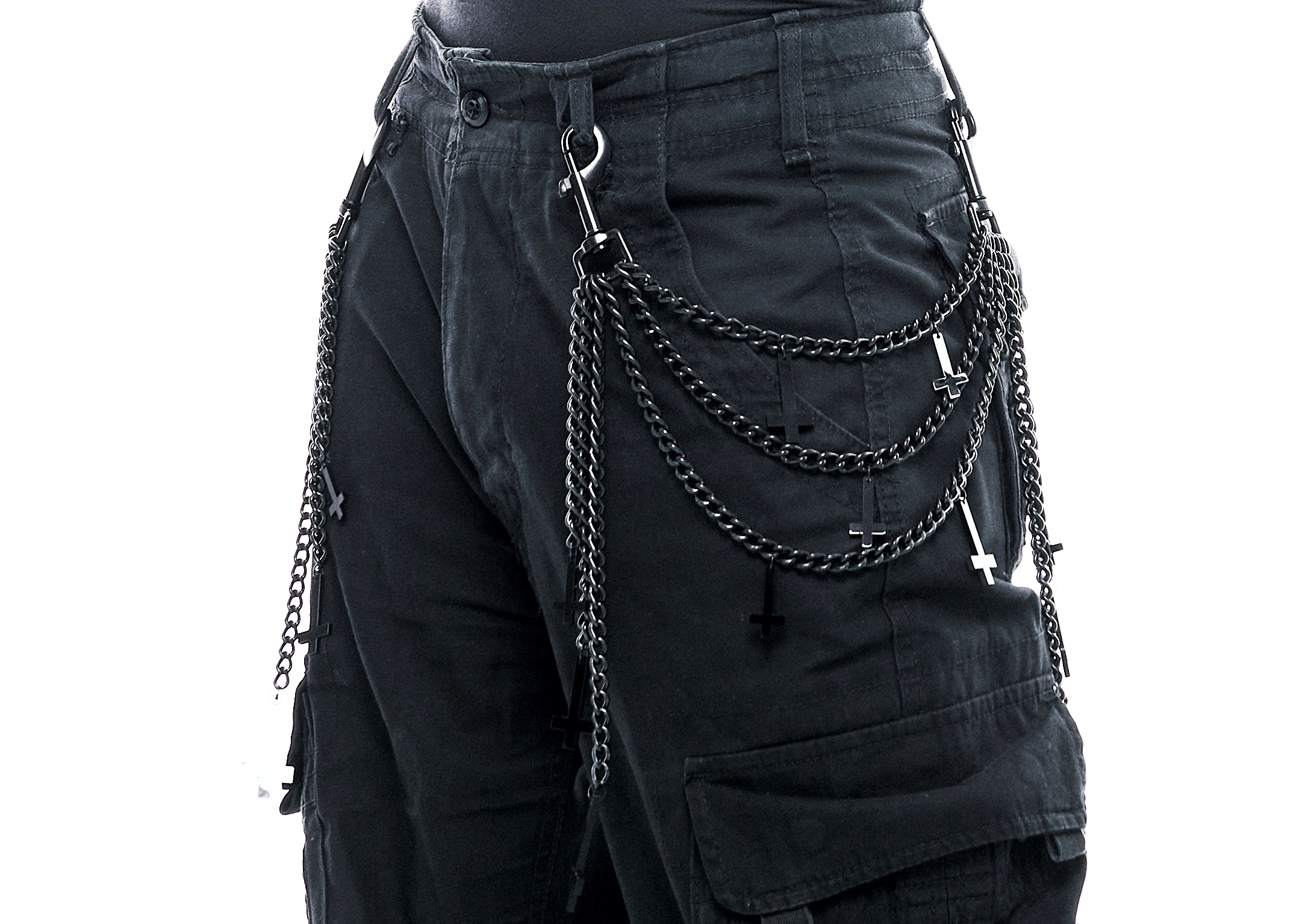 Sacred Sins All Black Everything Gürtelkette mit Kruzifix-Anhängern – Bild 2