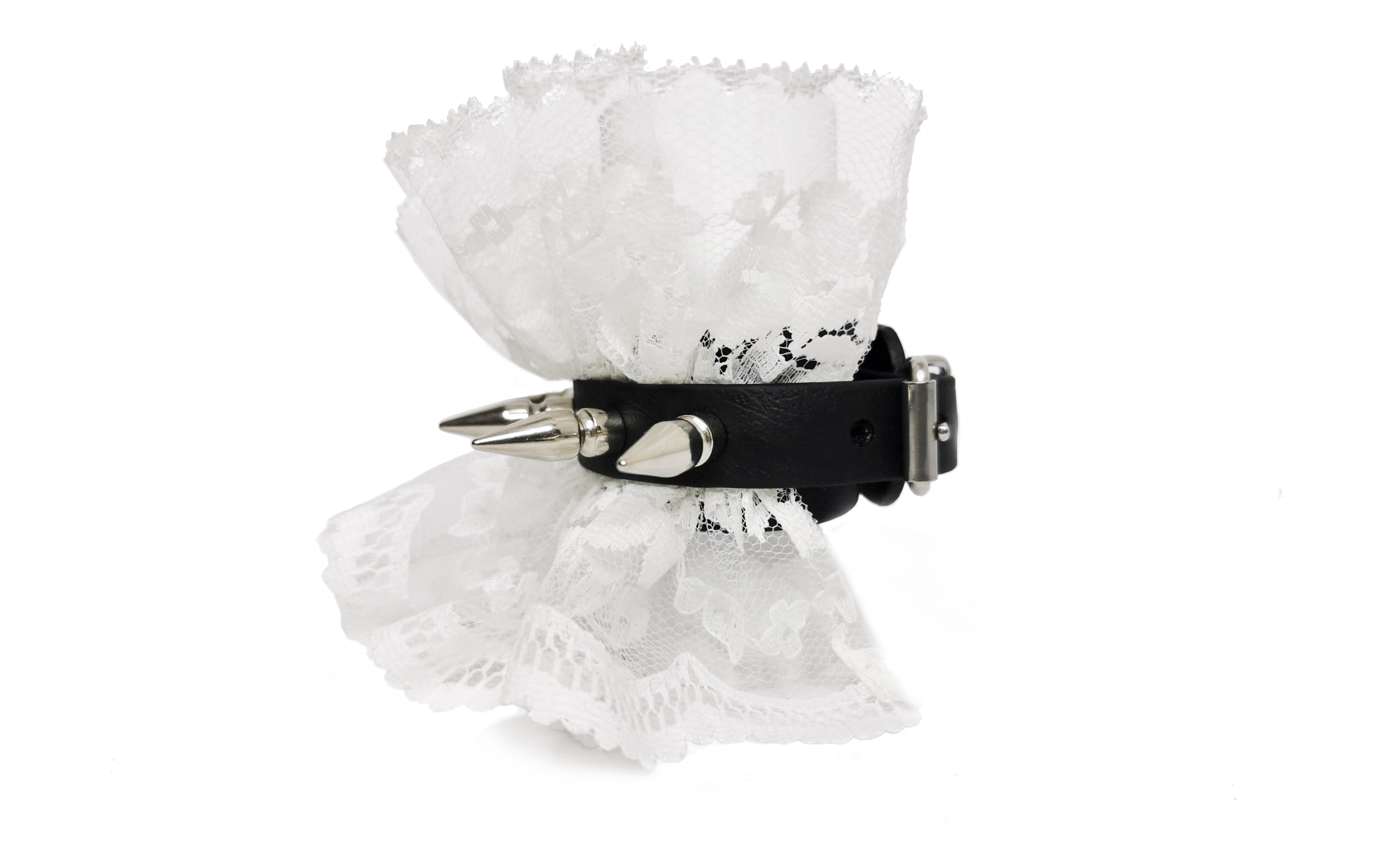 Sacred Sins Armband mit weißer Spitze und Spikes – Bild 2