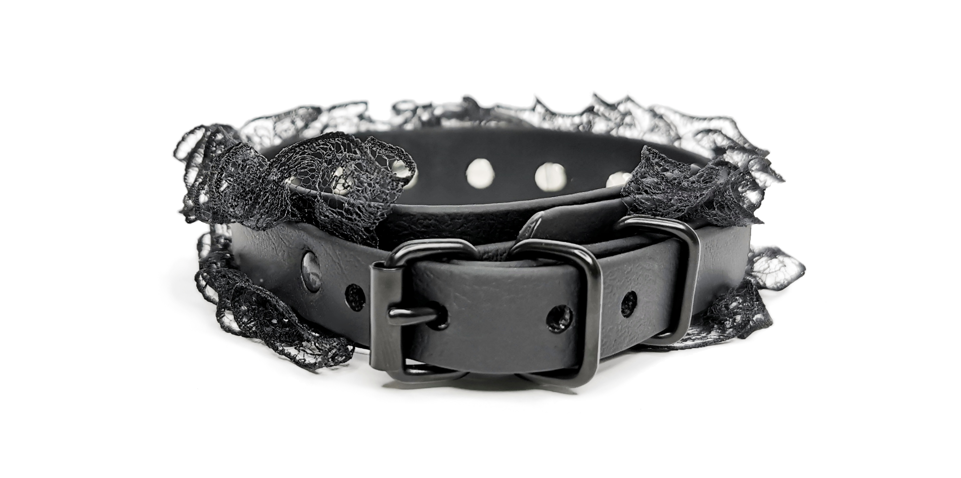 Sacred Sins All Black Everything Choker mit Spitze und Spikes – Bild 3