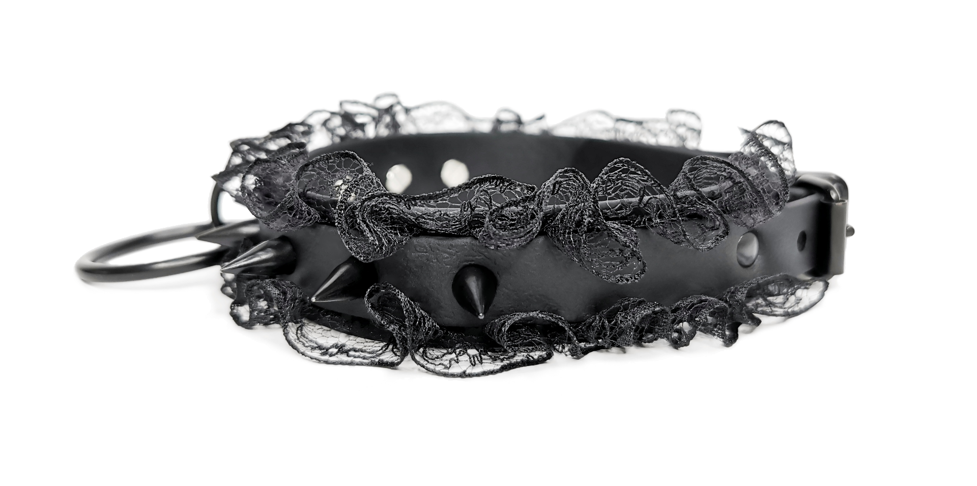 Sacred Sins All Black Everything Choker mit Spitze und Spikes – Bild 2