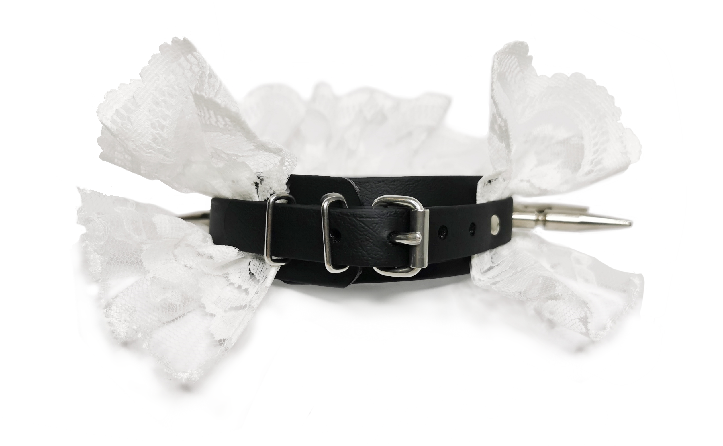 Sacred Sins Choker mit weißer Spitze und langen Spikes – Bild 3