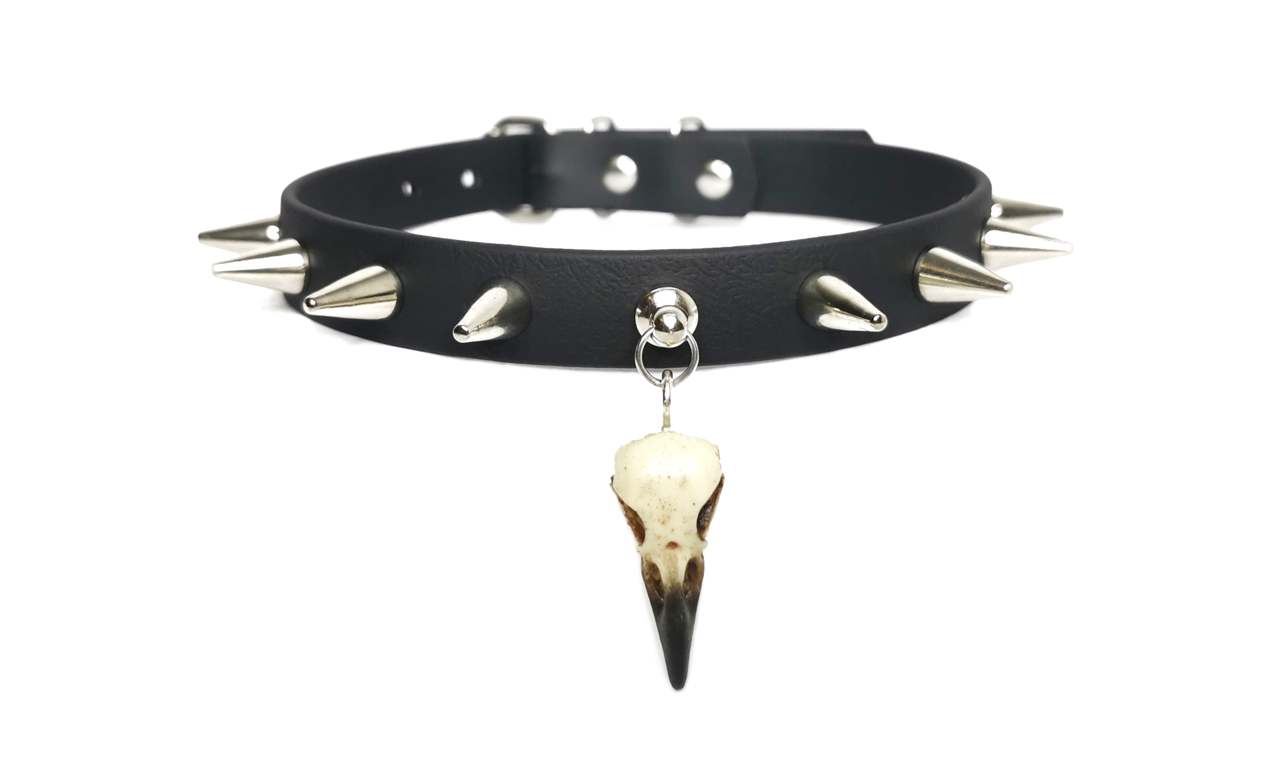 Sacred Sins x Mystery Creation Choker mit Nieten und Rabenschädel