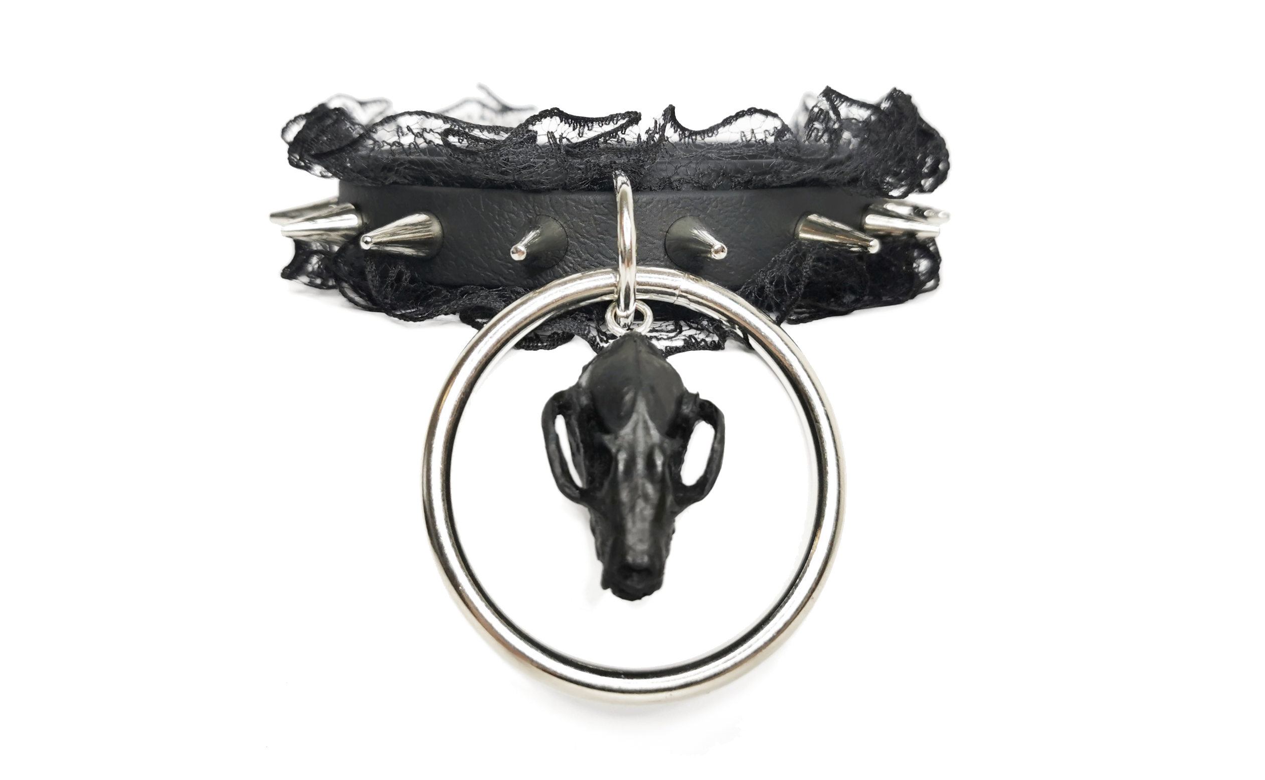 Sacred Sins x Mystery Creation Choker mit Spitze und Fledermausschädel