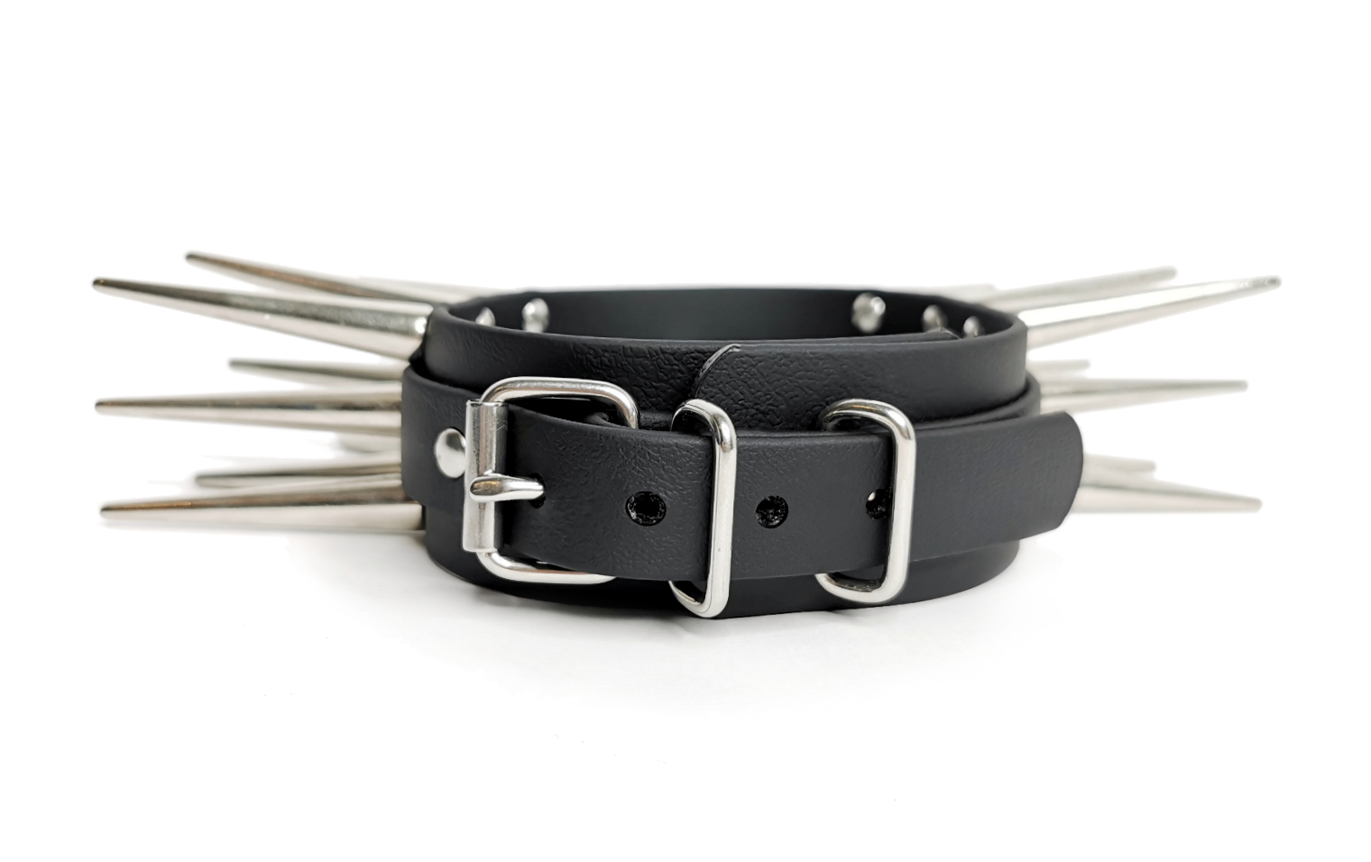 Sacred Sins Choker mit dreireihigen Spikes und zwei O-Ringen – Bild 3