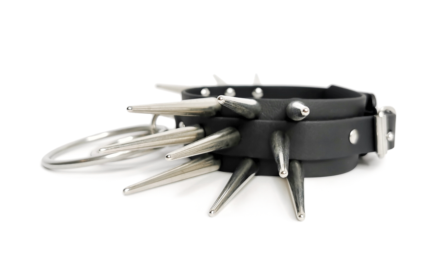 Sacred Sins Choker mit dreireihigen Spikes und zwei O-Ringen – Bild 2