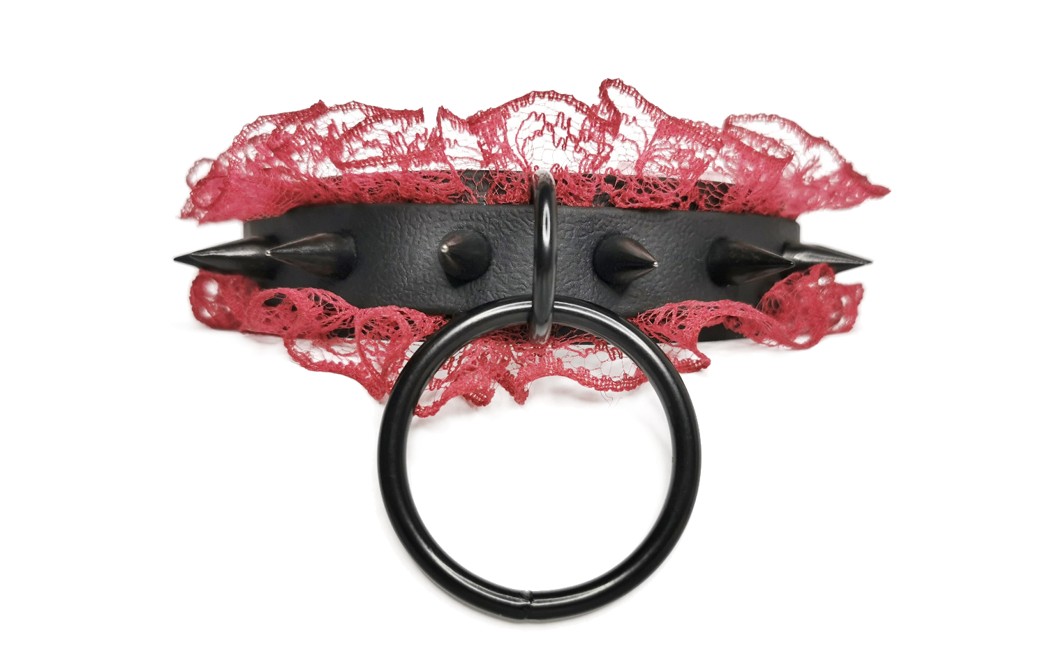Sacred Sins Choker mit roter Spitze und Nieten