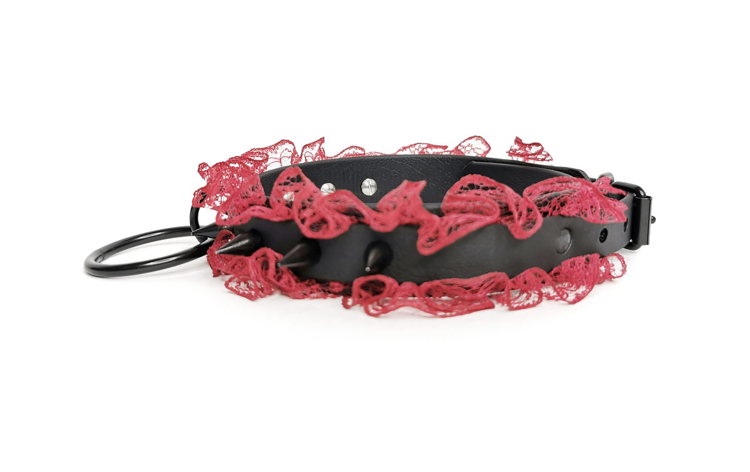 Sacred Sins Choker mit roter Spitze und Nieten – Bild 2
