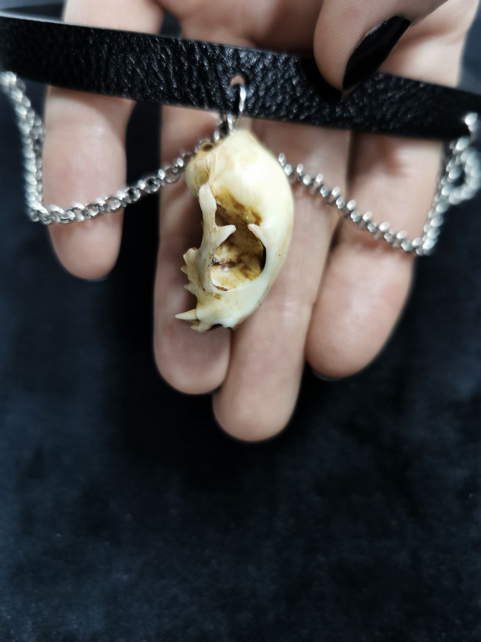 Mystery Creation Choker Katzenschädel natur mit Ketten – Bild 3