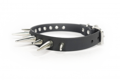 Sacred Sins Faux Leather Choker with Studs and Spikes