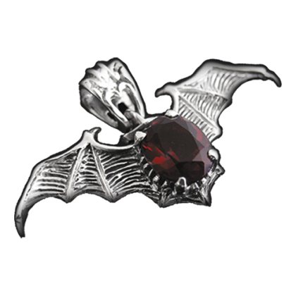 Dark Silver Anhänger Flügel mit rotem Stein