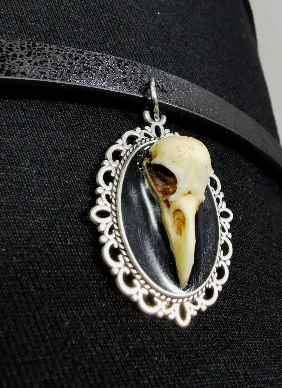 Mystery Creation Camee Choker Rabenschädel natur