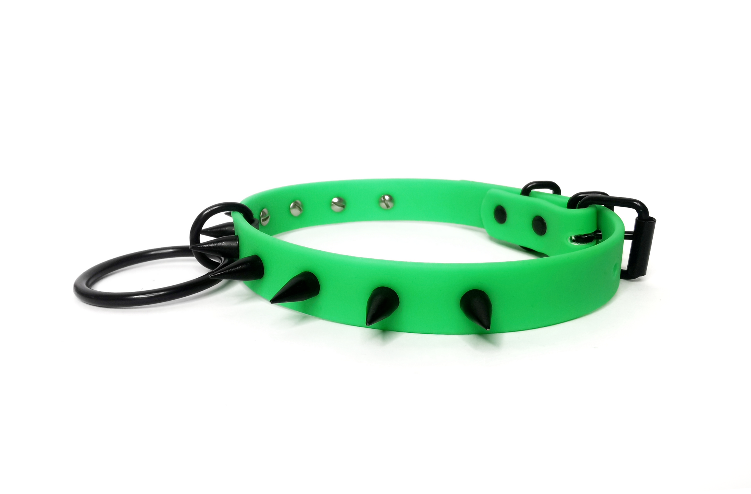 Sacred Sins Neongrüner Choker mit O-Ring und Nieten – Bild 2