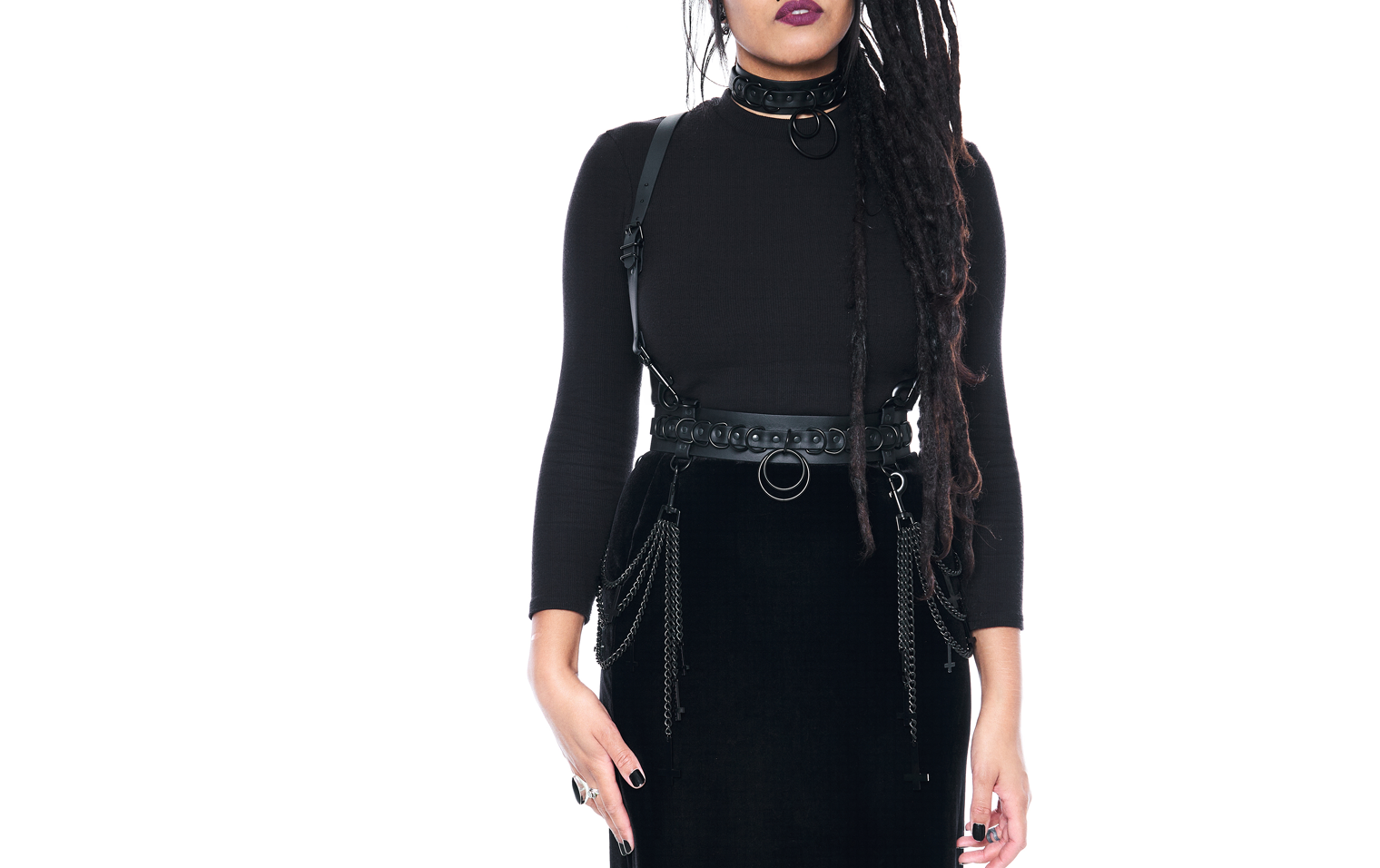 Sacred Sins All Black Everything Harness mit D- und O-Ringen