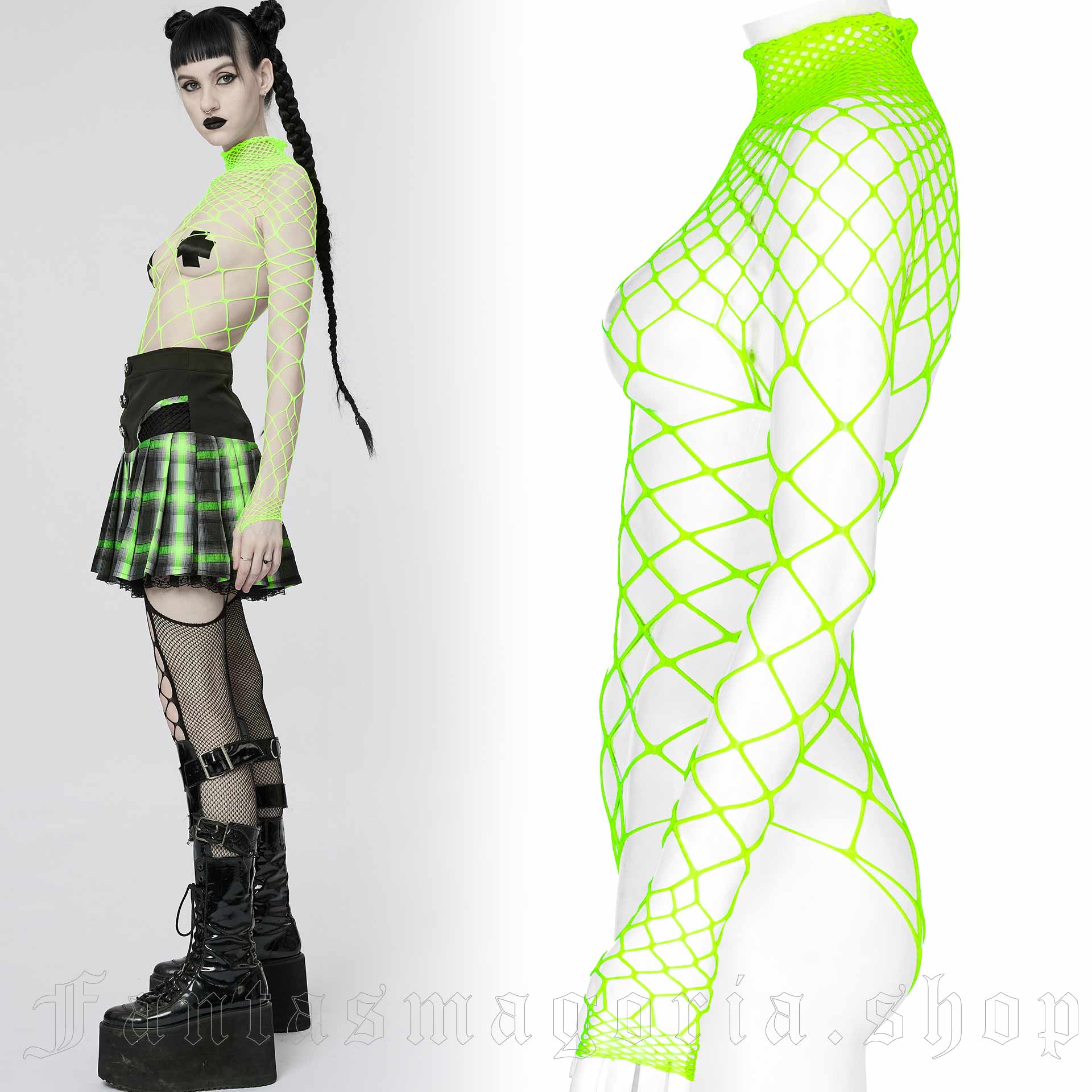 Punk Rave Rave Slave Neon Green Mesh Body – Bild 2