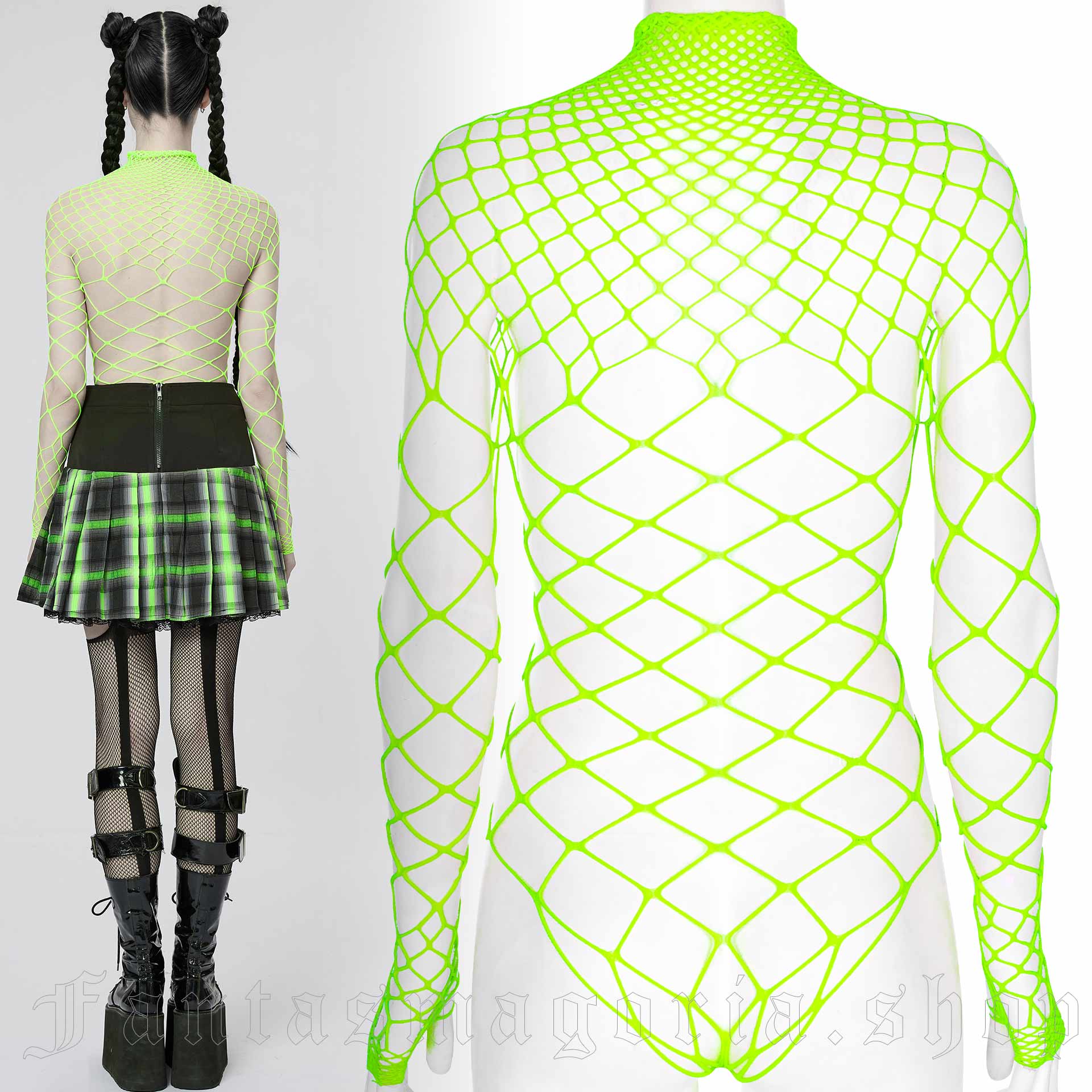 Punk Rave Rave Slave Neon Green Mesh Body – Bild 3