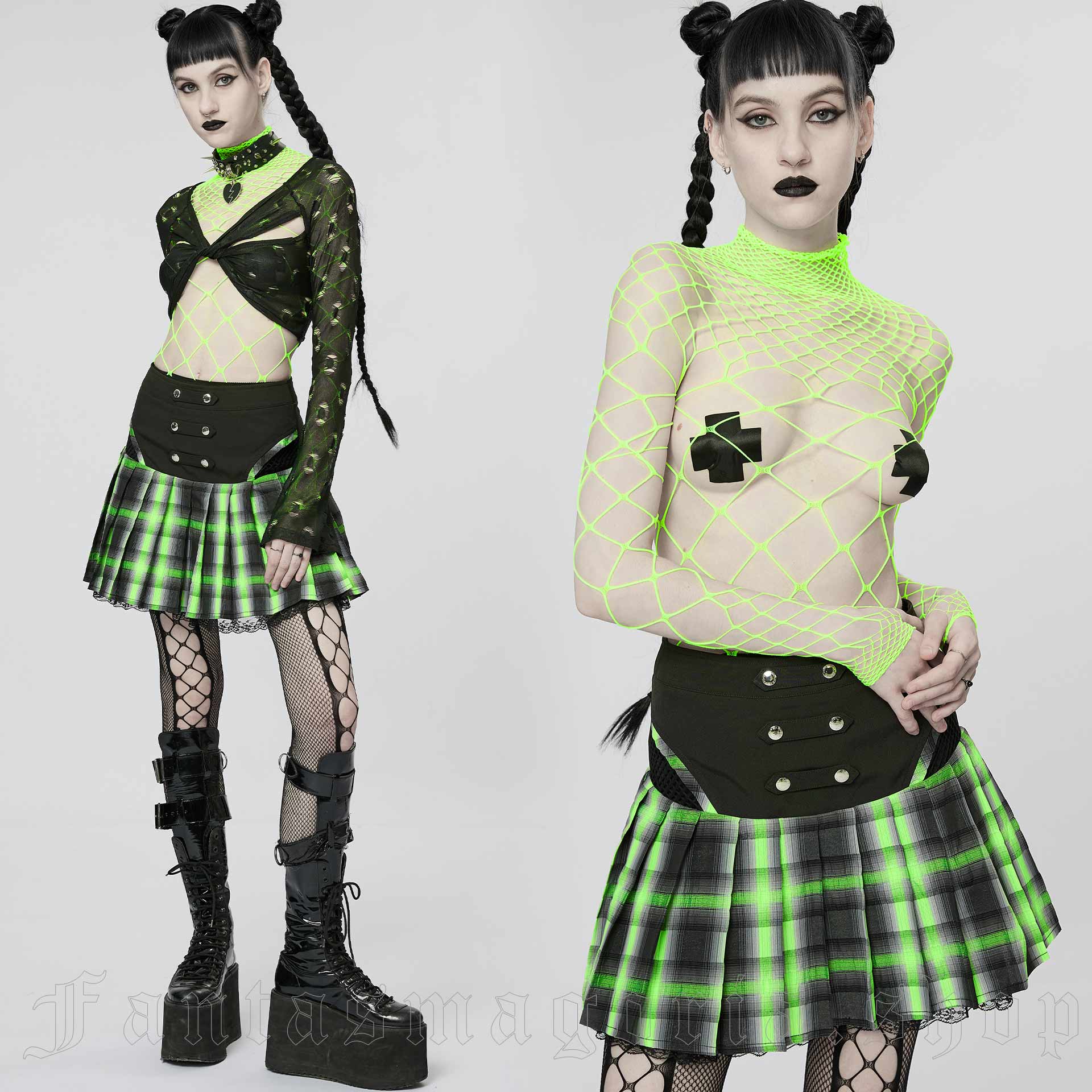 Punk Rave Rave Slave Neon Green Mesh Body – Bild 4