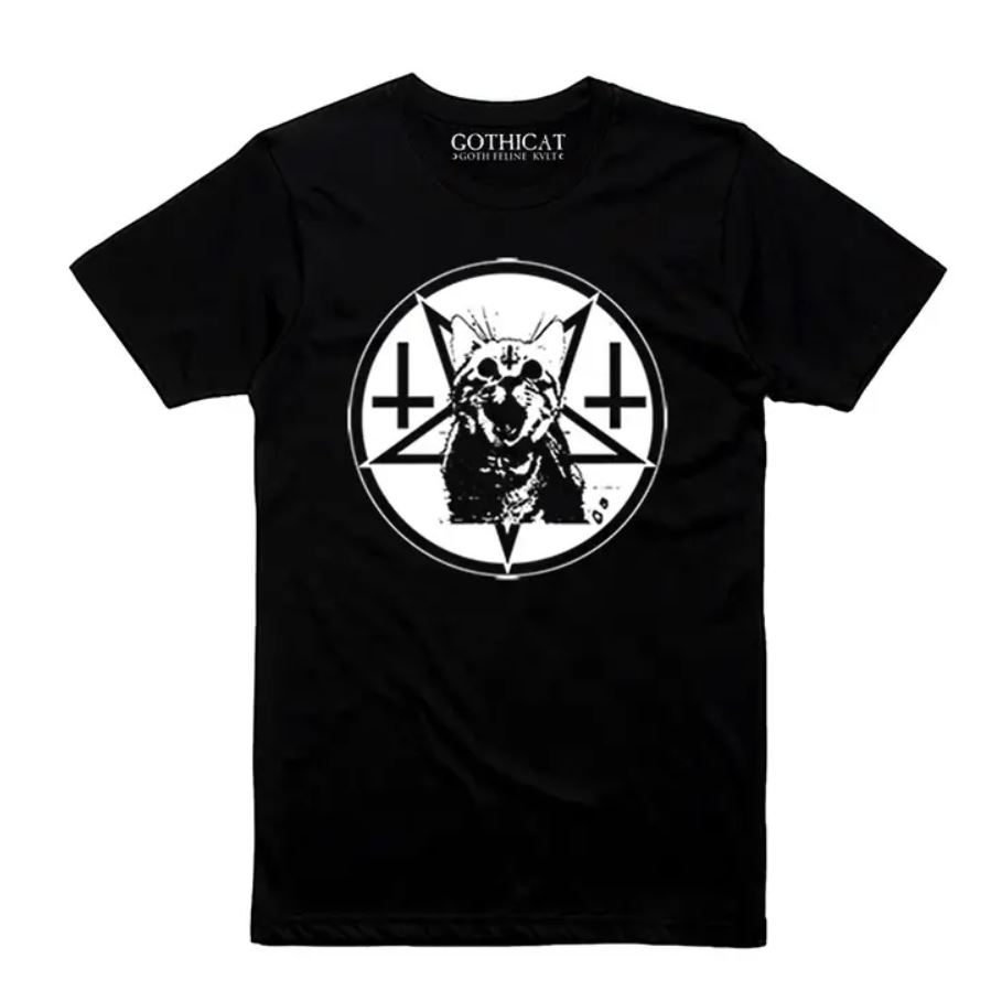 Gothicat Cat and Crosses T-Shirt