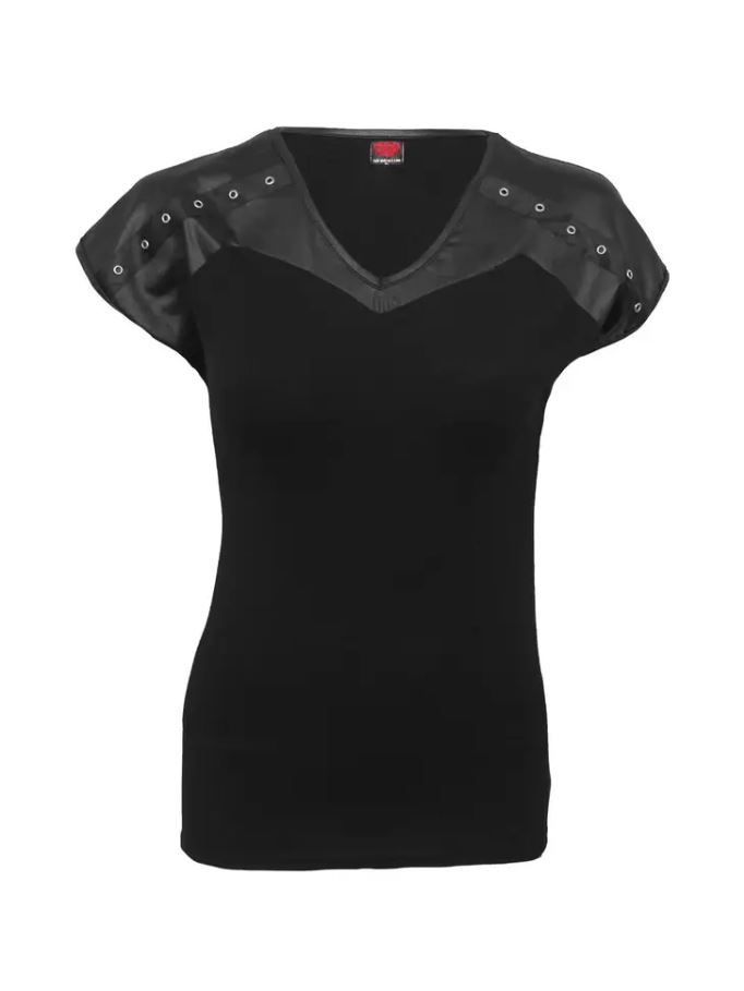 Spiral Leather Look Studded Top