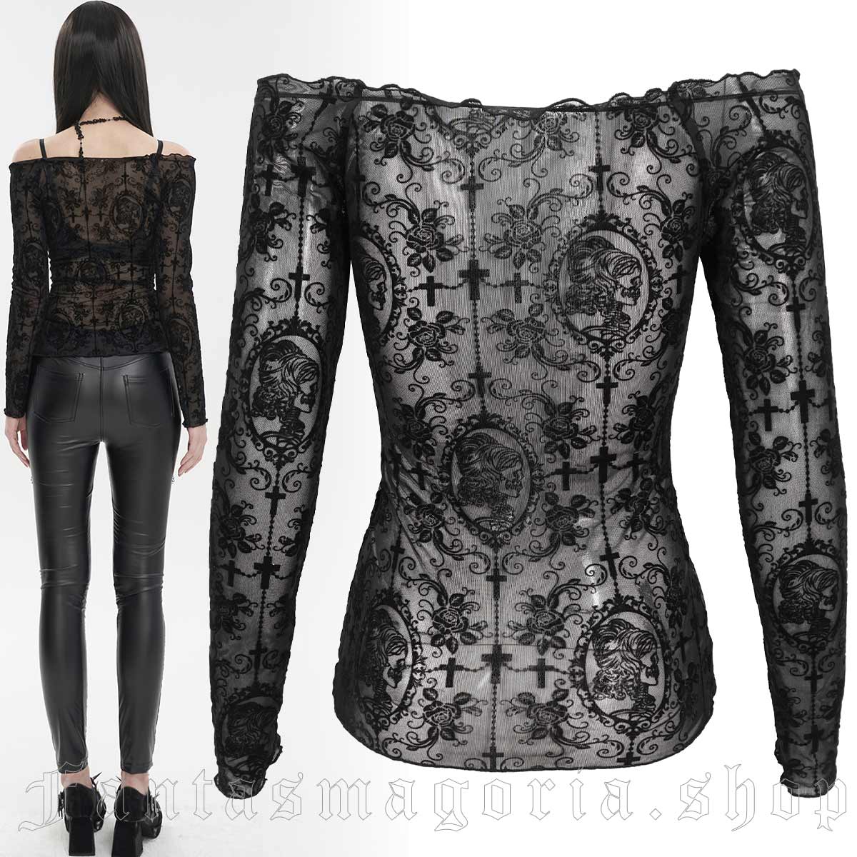 Devil Fashion Camea Off Shoulder Shirt – Bild 2