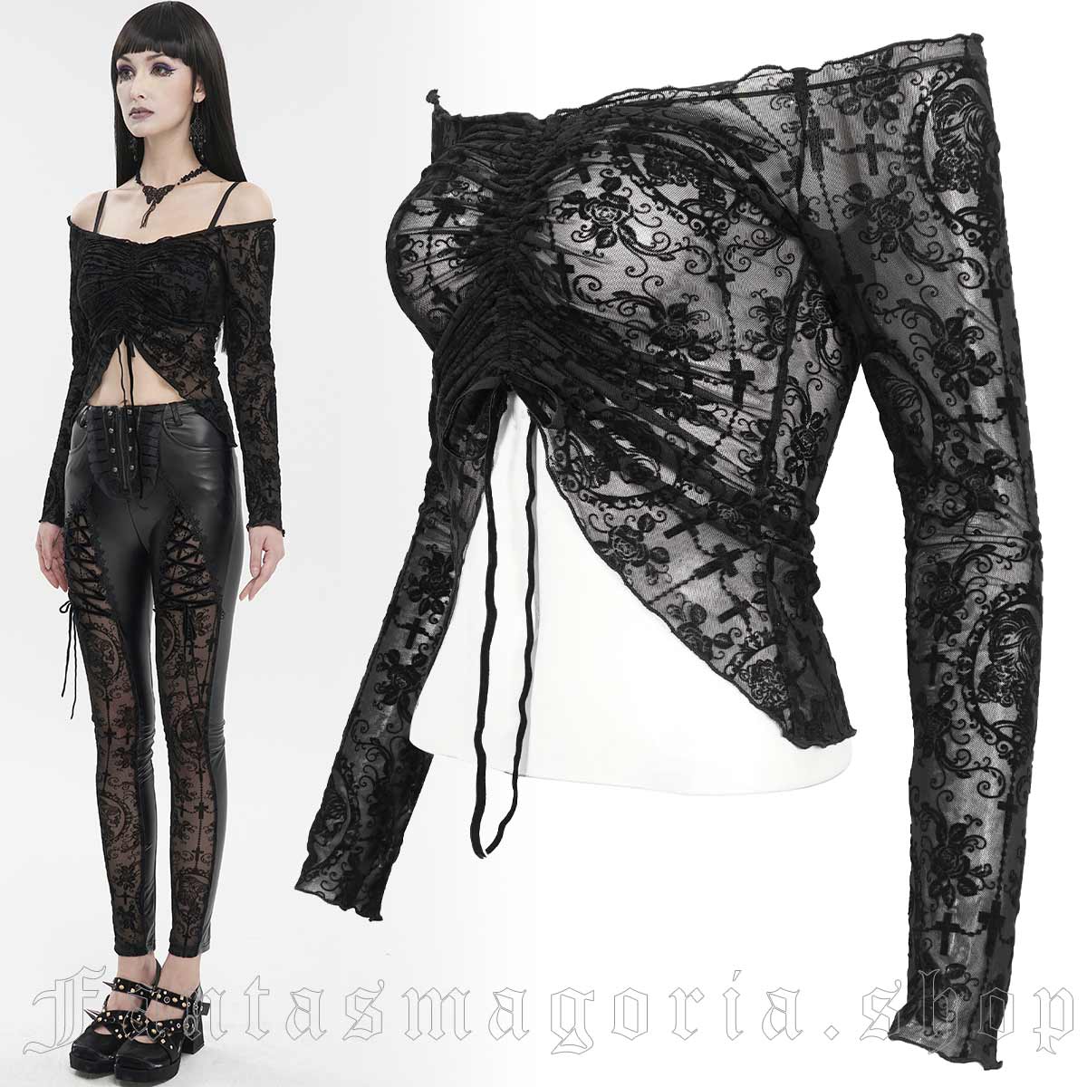 Devil Fashion Camea Off Shoulder Shirt – Bild 3