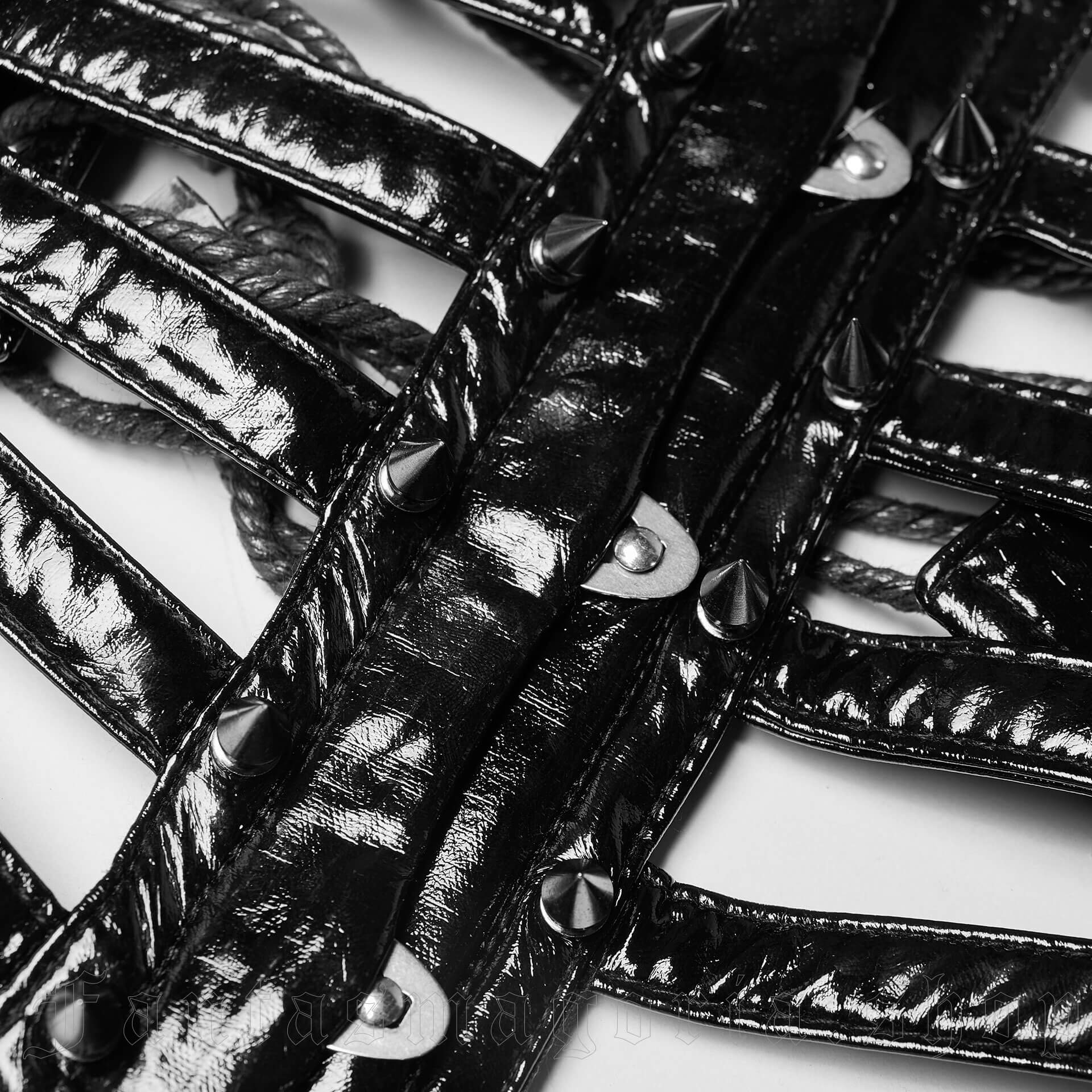 Punk Rave Black Cage Shiny Corset - Image 7