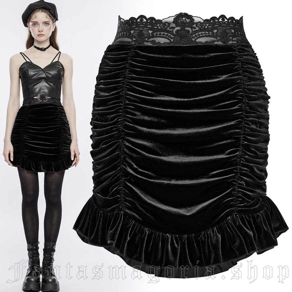 Sinister Langer Vokuhila Rock mit Stickerei - Nyctophilia Gothic Shop ...