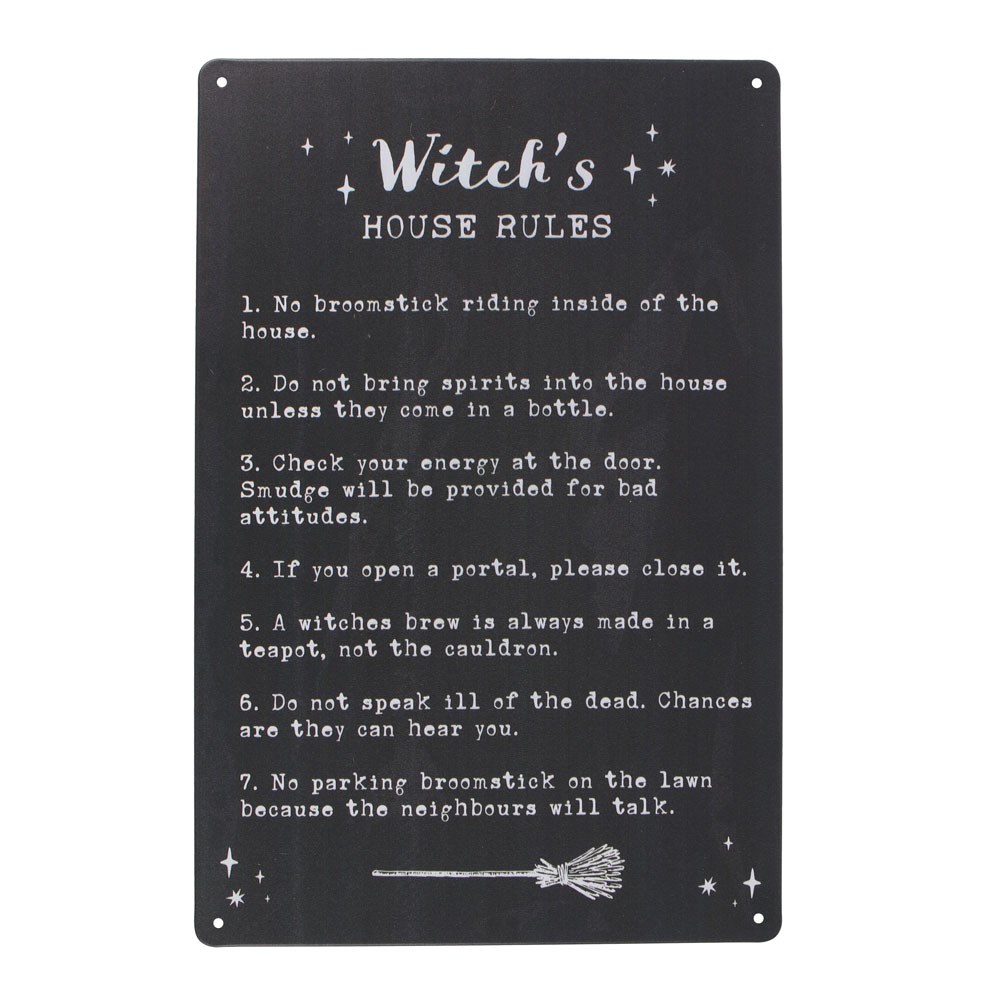 Spirit of Equinox Witch's House Rules Metal Sign (30 cm)