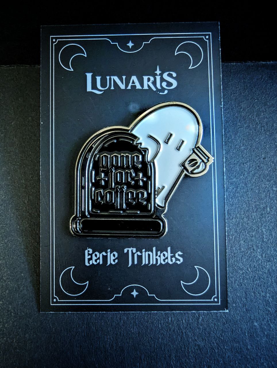 Lunaris Enamel Pin Gone for Coffee