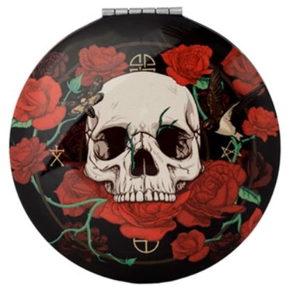 Taschenspiegel mit Totenköpfen und Rosen – Bild 3