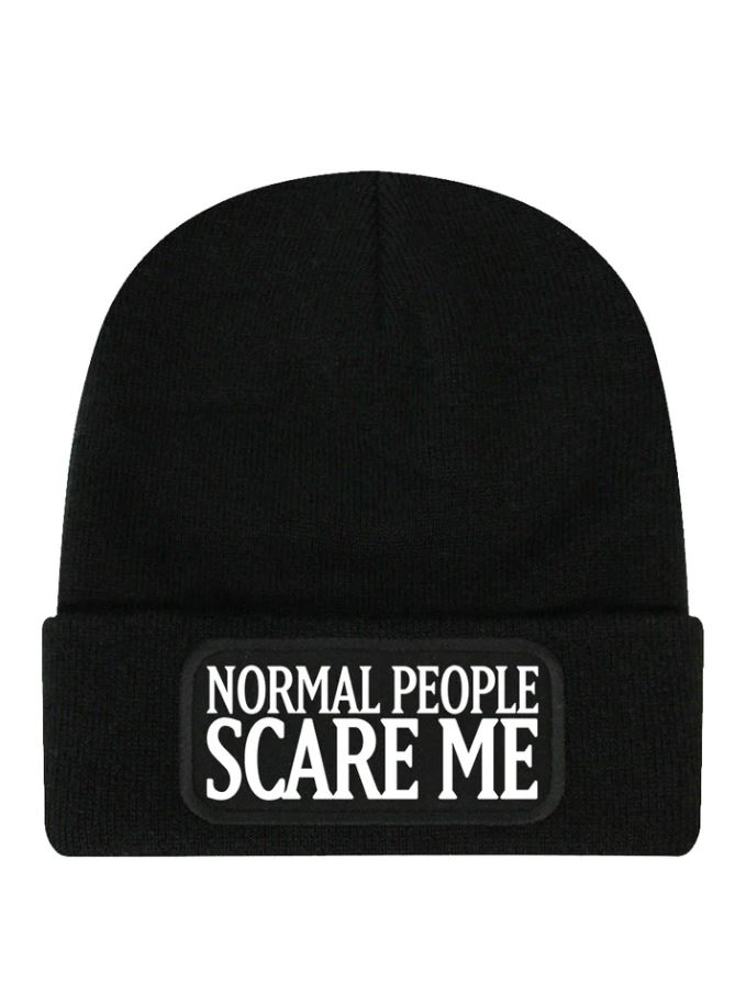 Normal People Scare Me Black Beanie