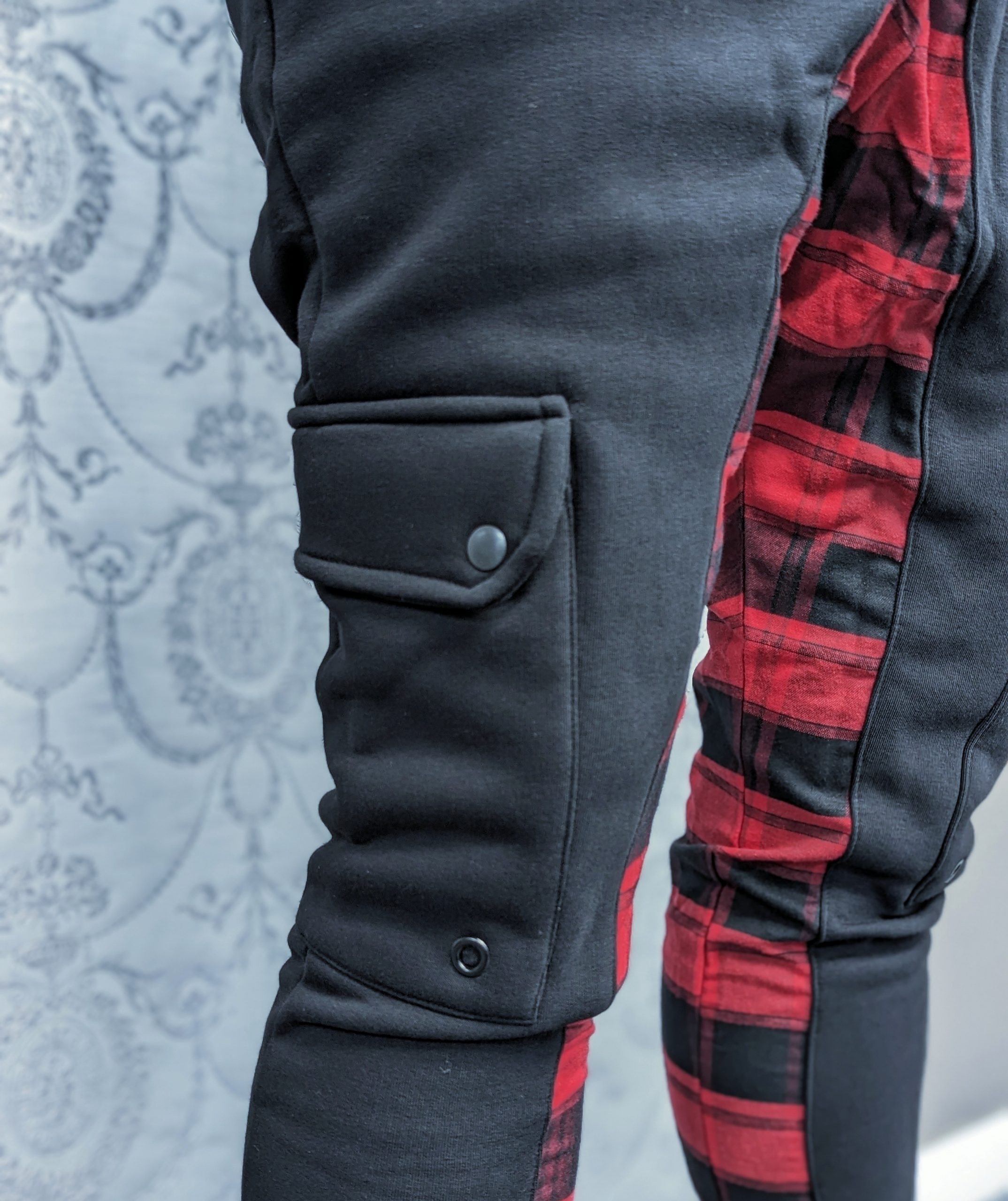 Aurel Red Plaid Jogger Pants - Image 3