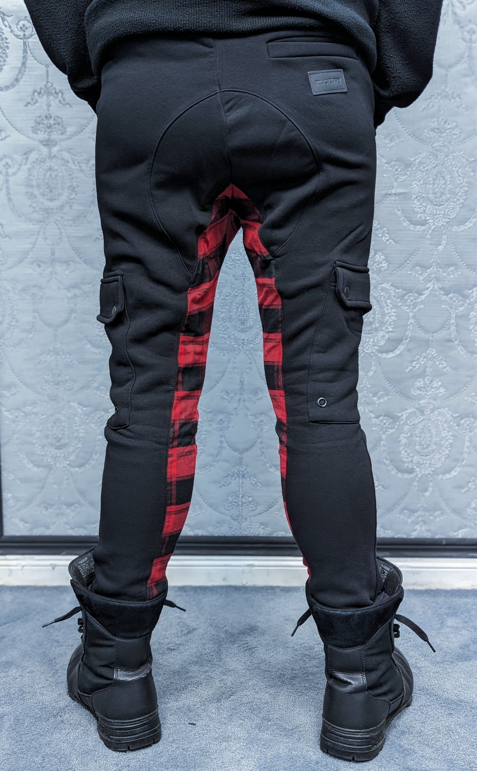 Aurel Red Plaid Jogger Pants - Image 2