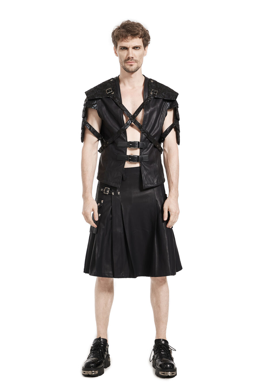 Pentagramme Faux Leather Strapped Waistcoat – Bild 2